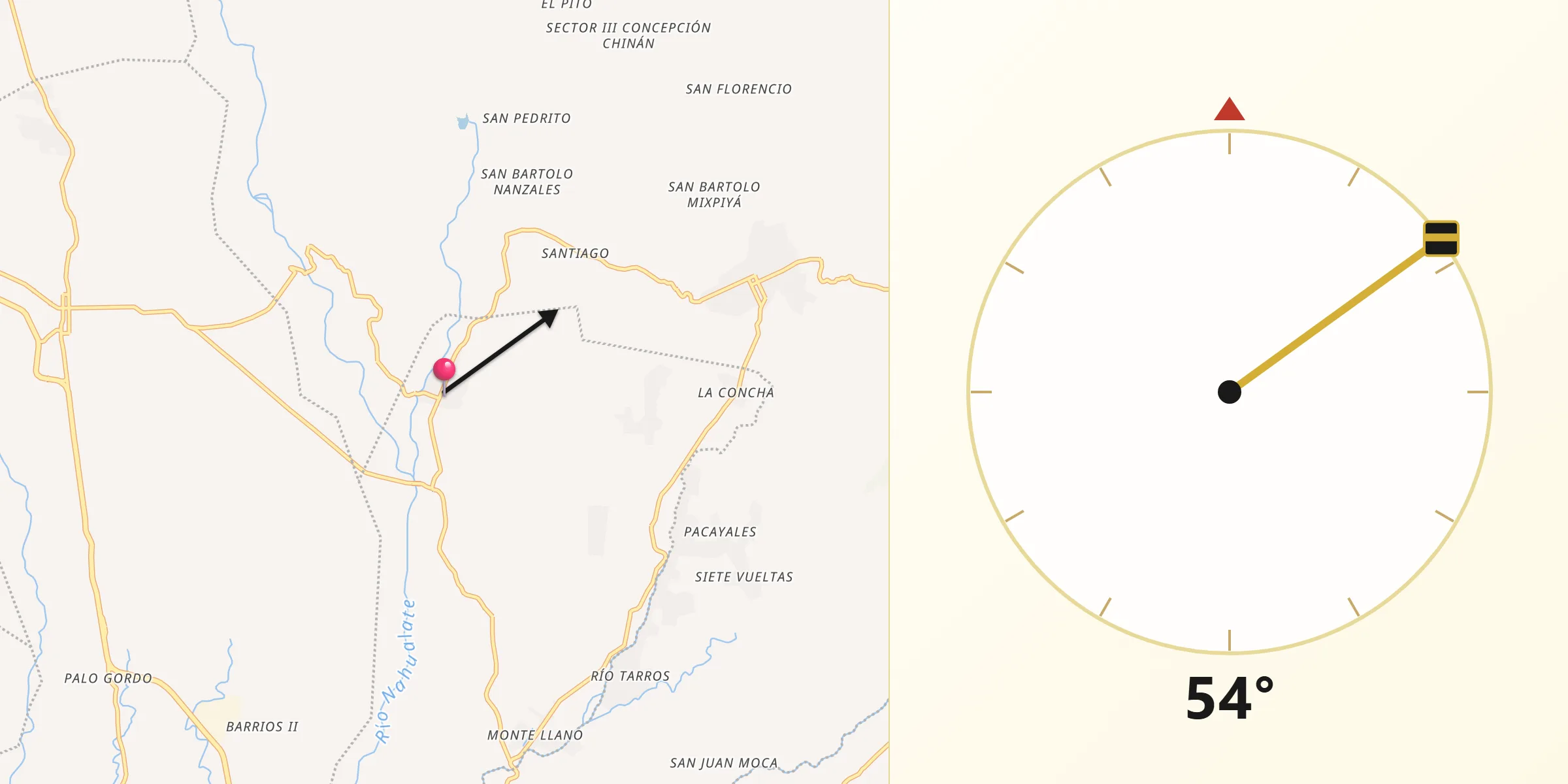 Dirección de la Qibla desde San Miguel Panán