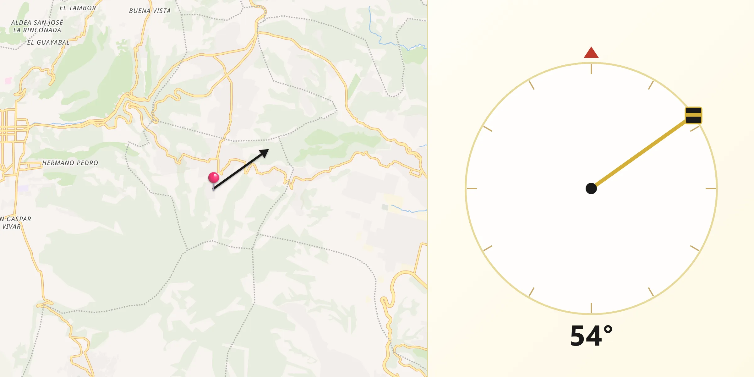 Dirección de la Qibla desde Municipio de Magdalena Milpas Altas
