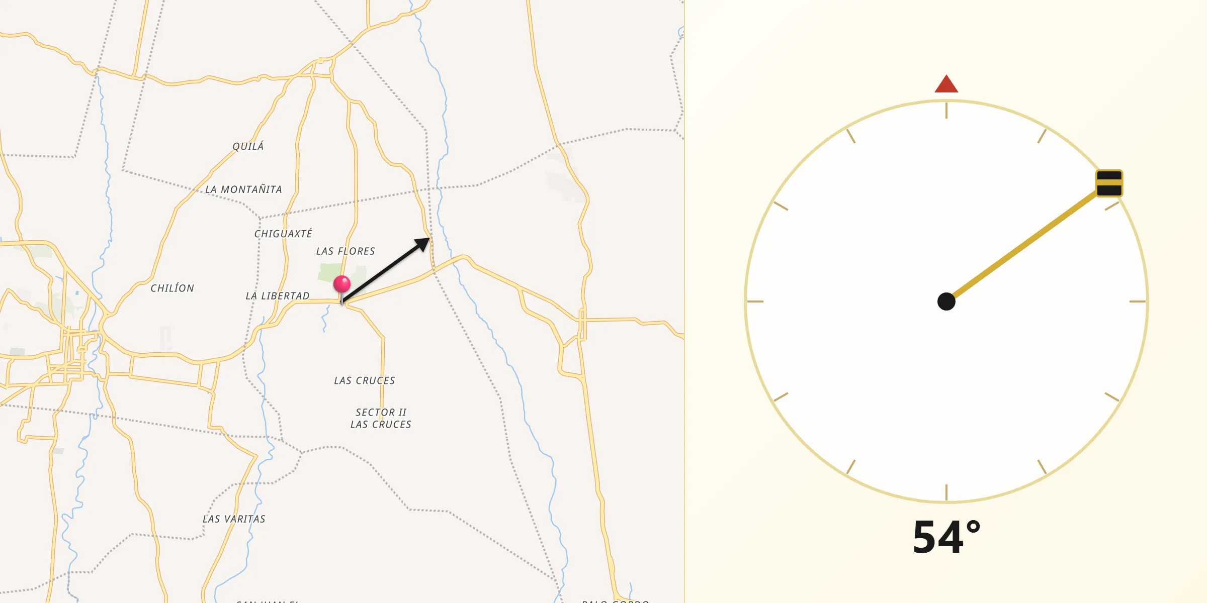 Dirección de la Qibla desde San Bernardino