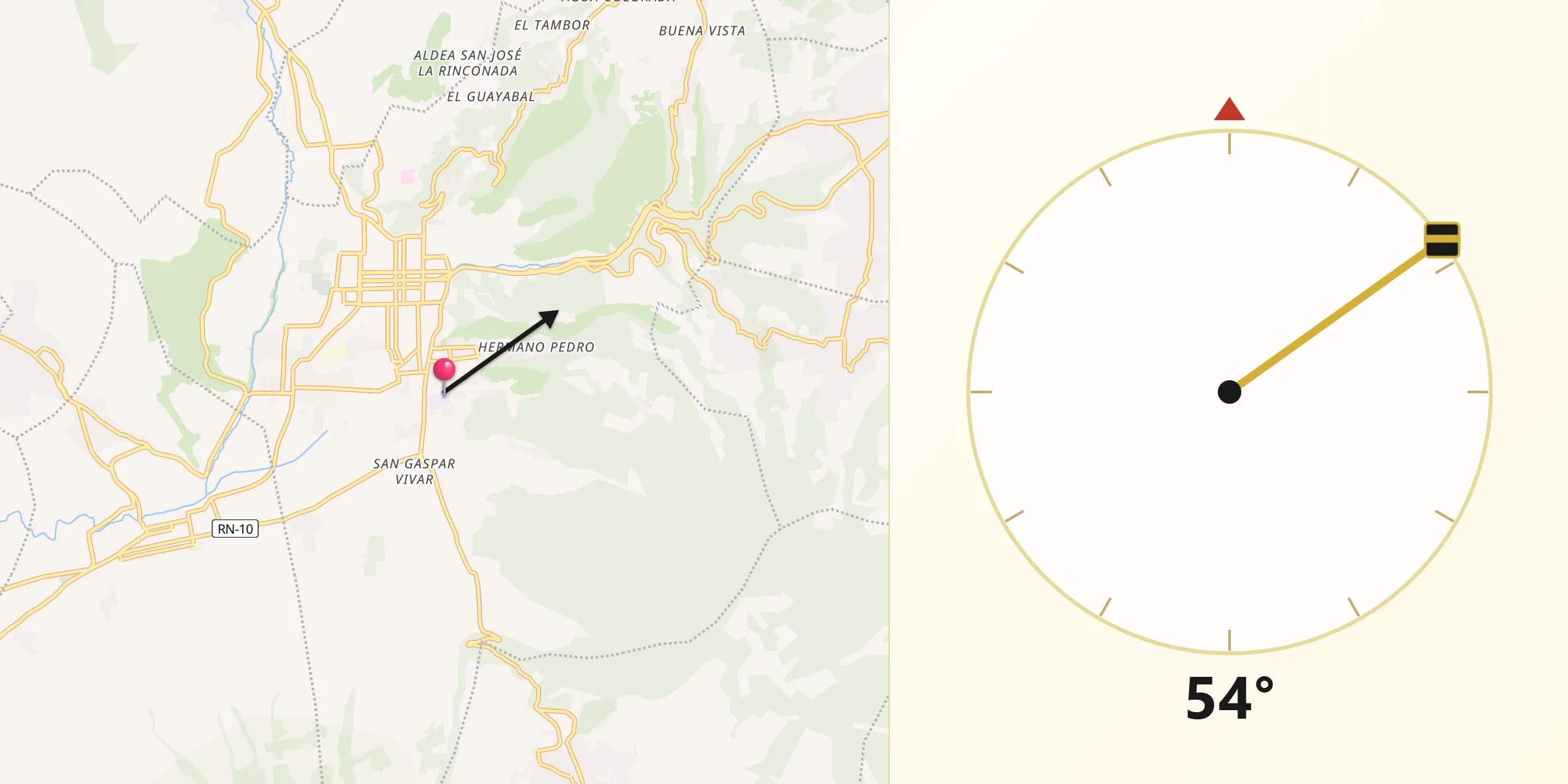 Dirección de la Qibla desde Municipio de Antigua Guatemala