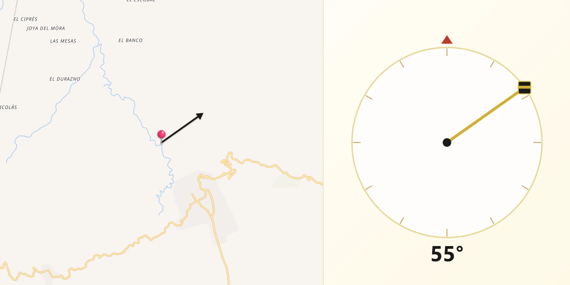 Dirección de la Qibla desde Municipio de Mataquescuintla