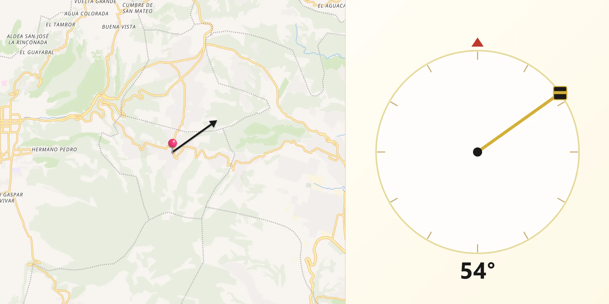 Dirección de la Qibla desde Magdalena Milpas Altas