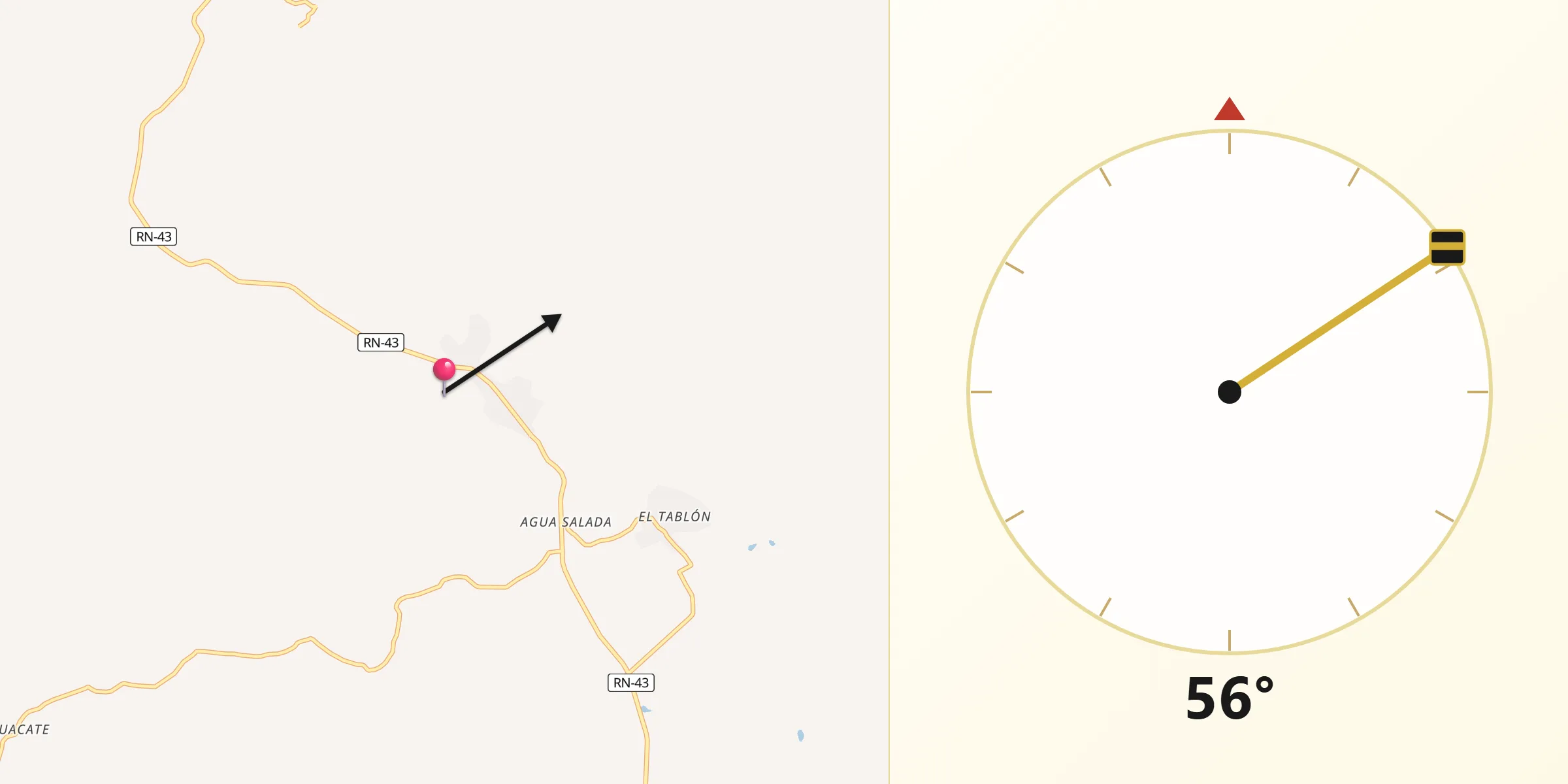 Dirección de la Qibla desde El Guante