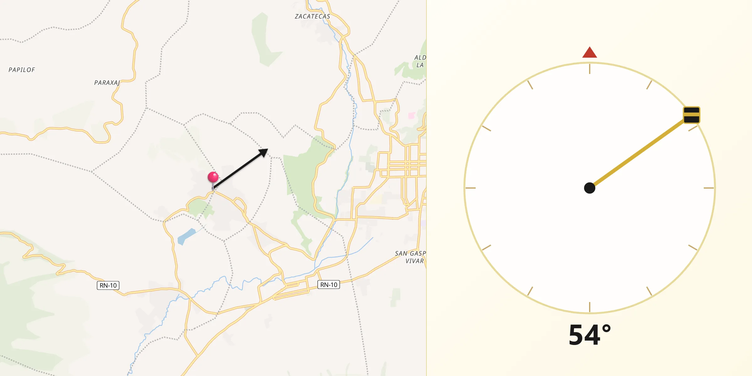 Dirección de la Qibla desde Santa Catarina Barahona