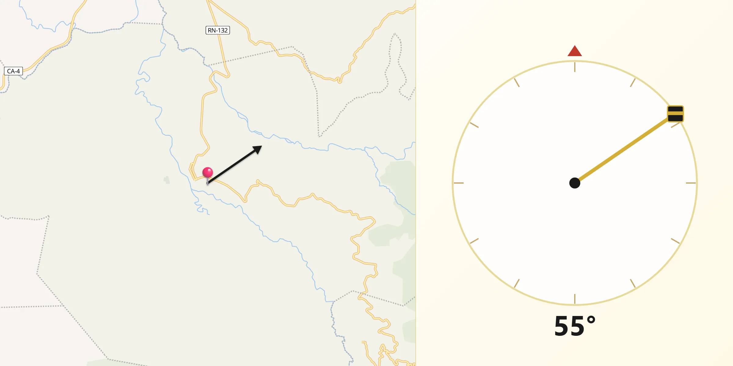 Dirección de la Qibla desde Corquín