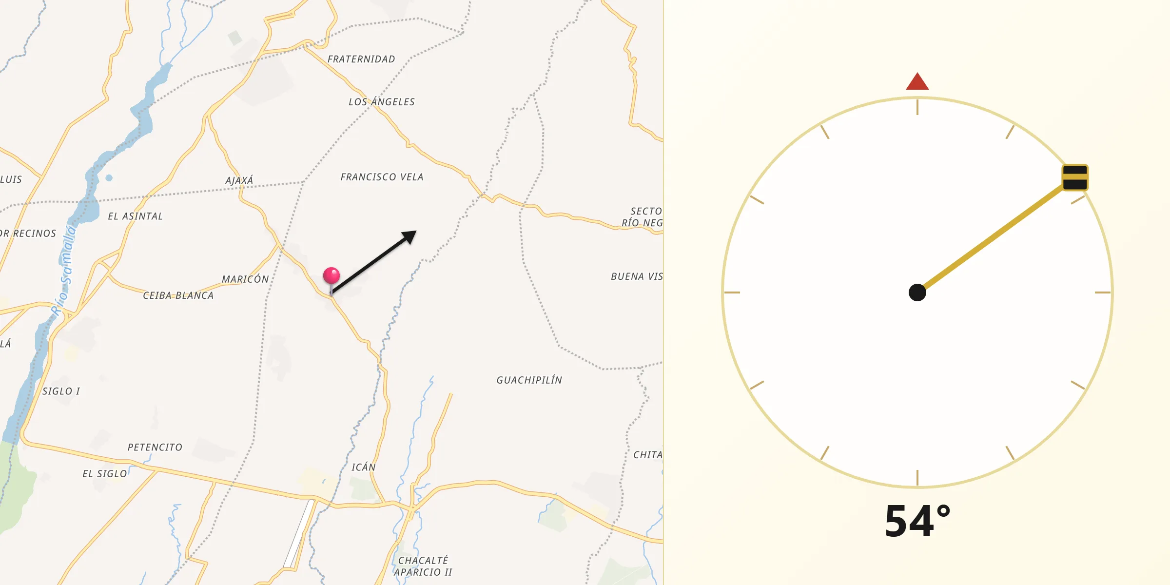 Dirección de la Qibla desde San Andrés Villa Seca