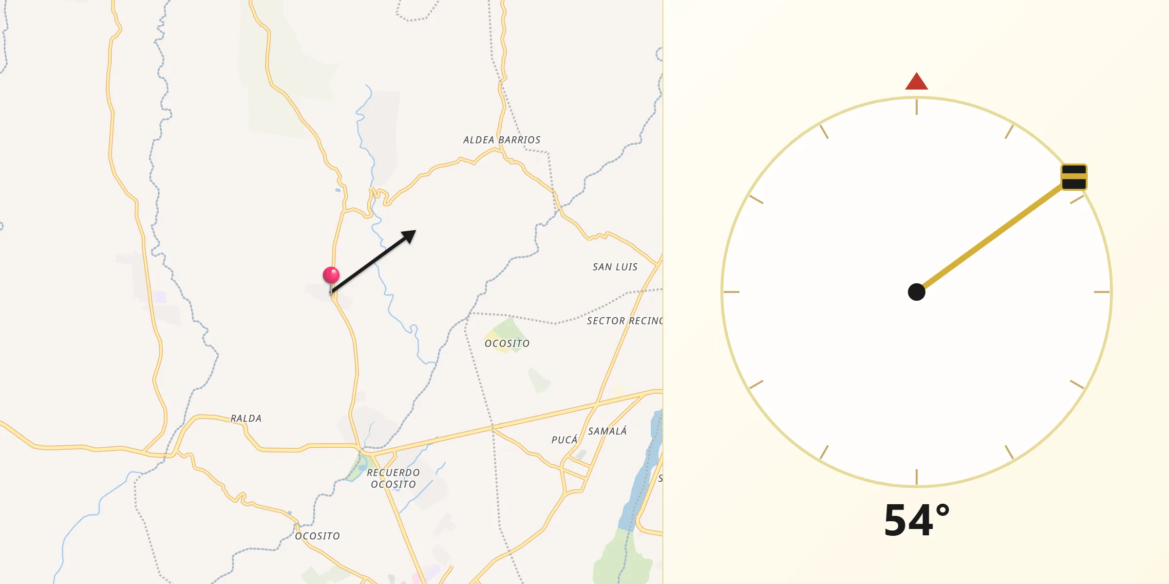 Dirección de la Qibla desde Nuevo San Carlos