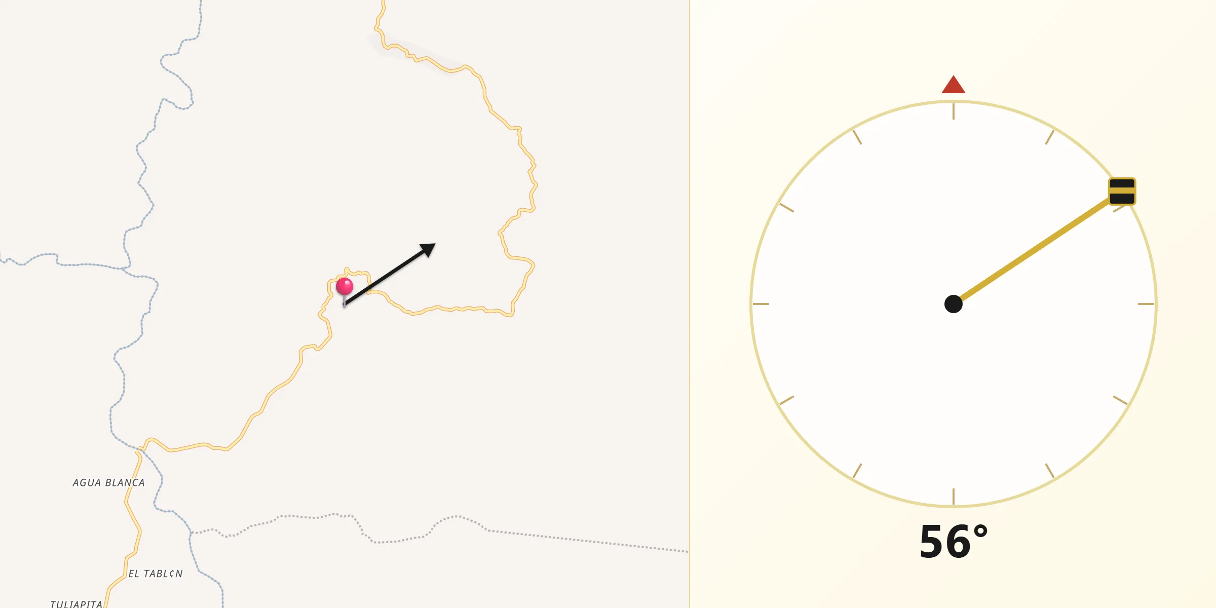 Dirección de la Qibla desde El Guantillo