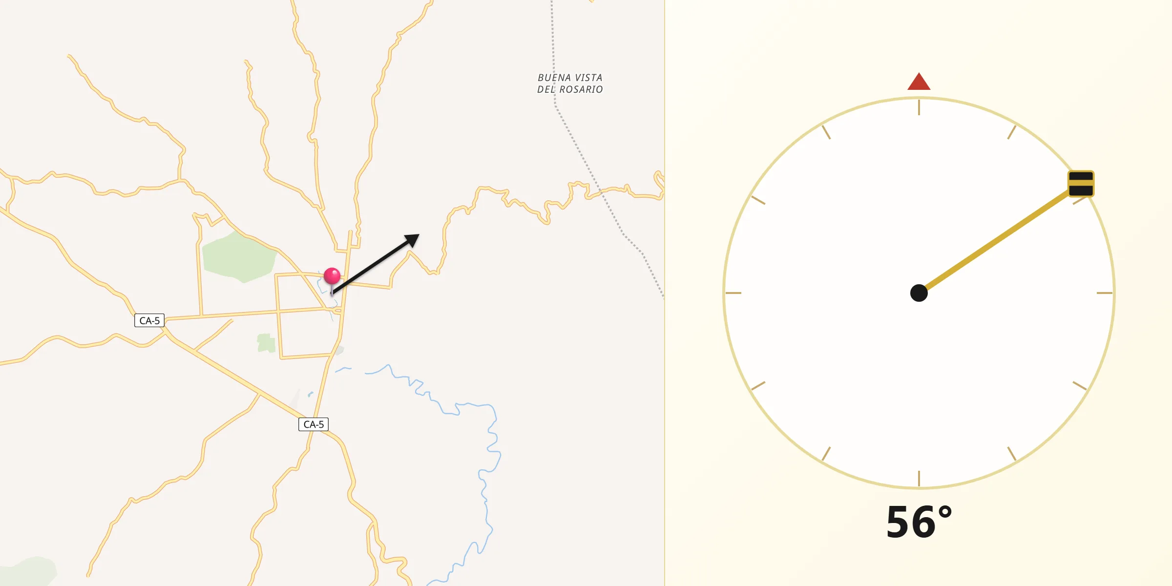 Dirección de la Qibla desde Siguatepeque