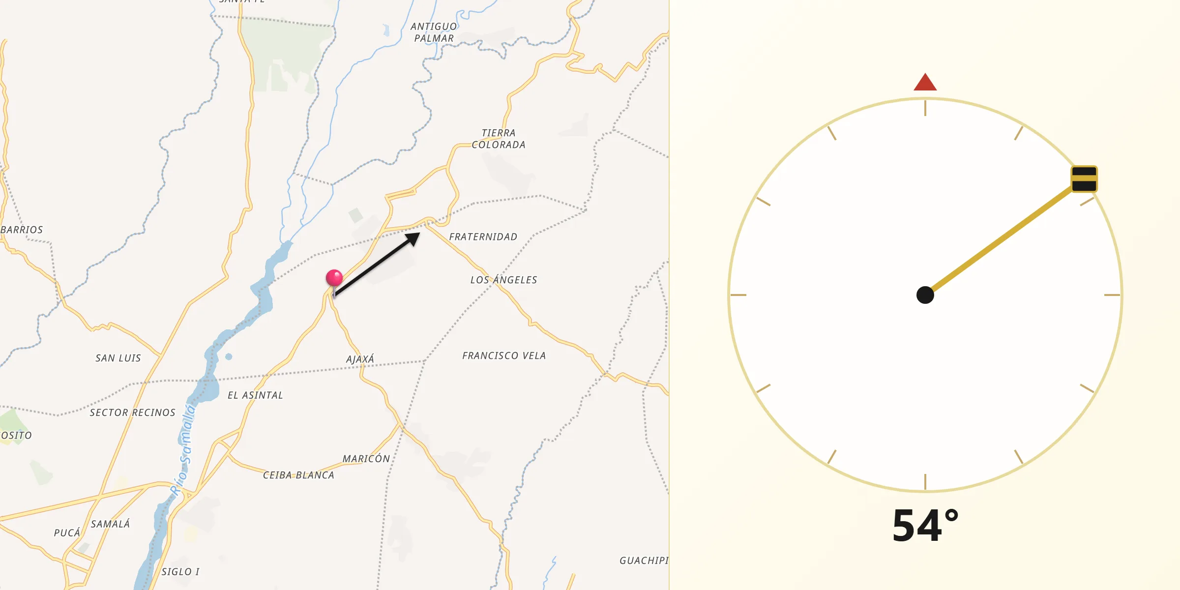 Dirección de la Qibla desde San Martín Zapotitlán