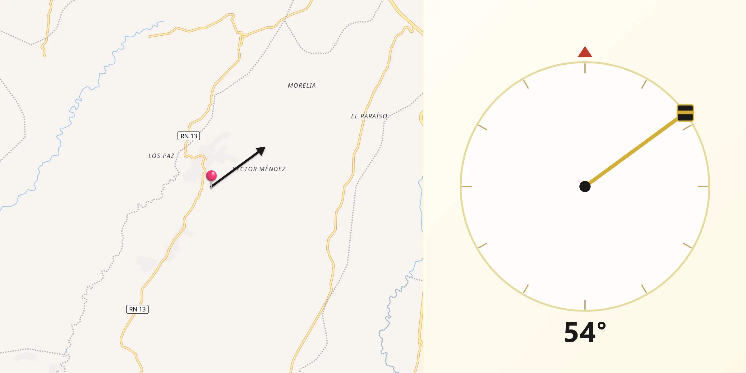 Dirección de la Qibla desde Génova