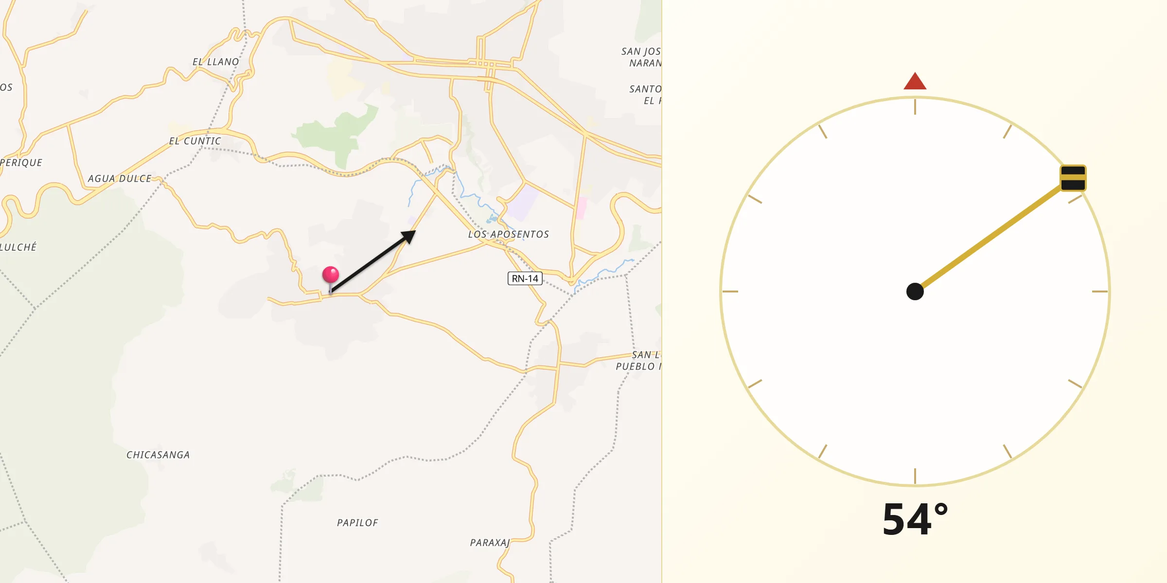 Dirección de la Qibla desde San Andrés Itzapa