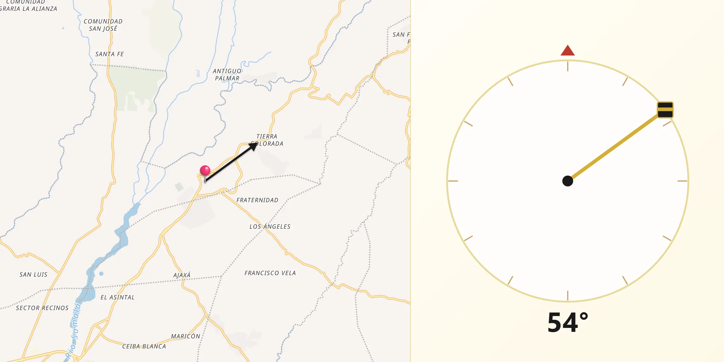 Dirección de la Qibla desde San Felipe