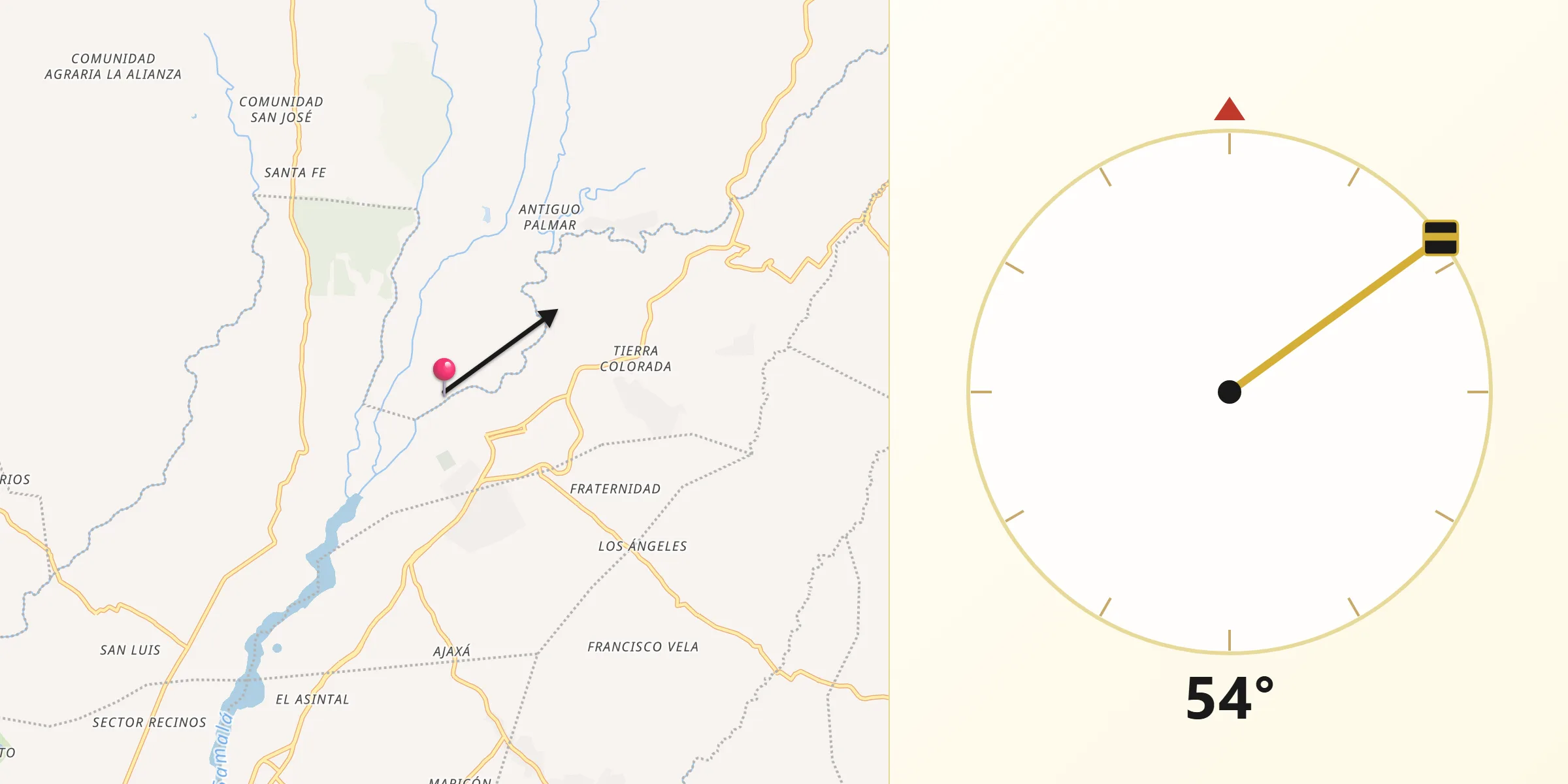 Dirección de la Qibla desde Municipio de San Felipe
