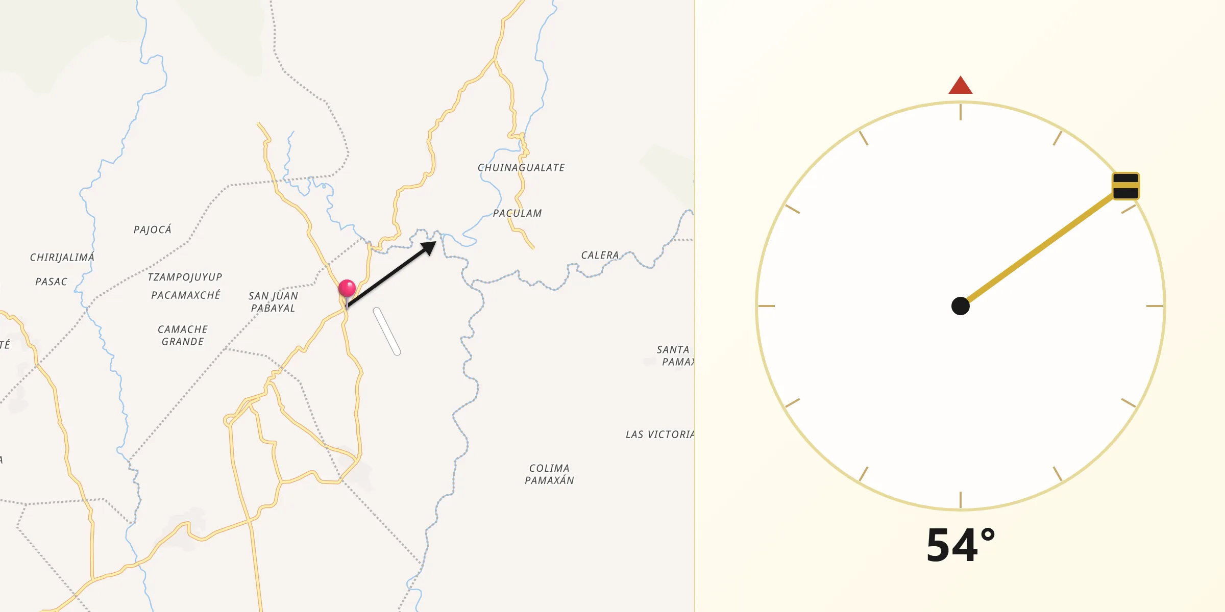 Dirección de la Qibla desde Santo Tomás La Unión