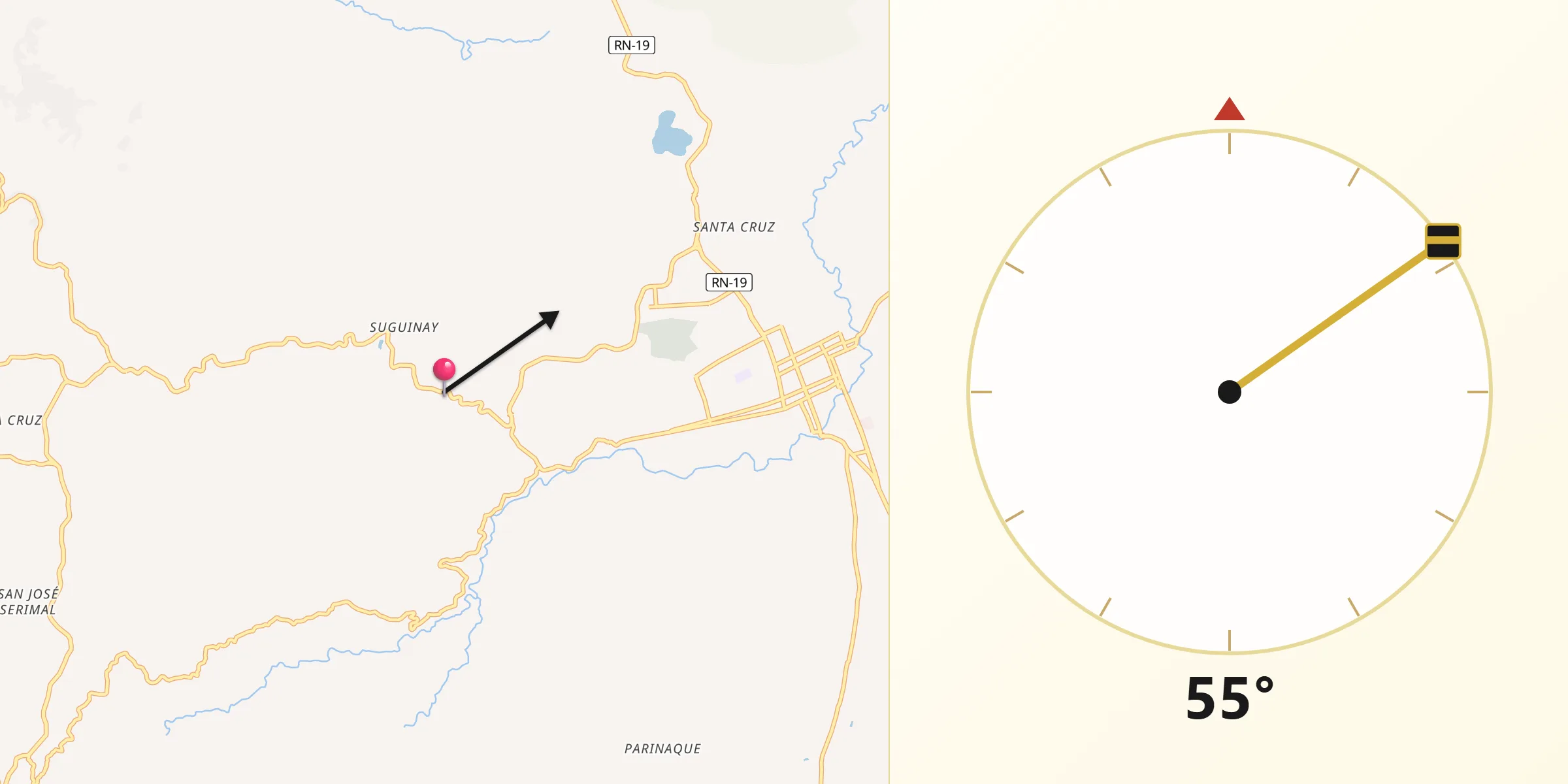 Dirección de la Qibla desde Municipio de Jalapa