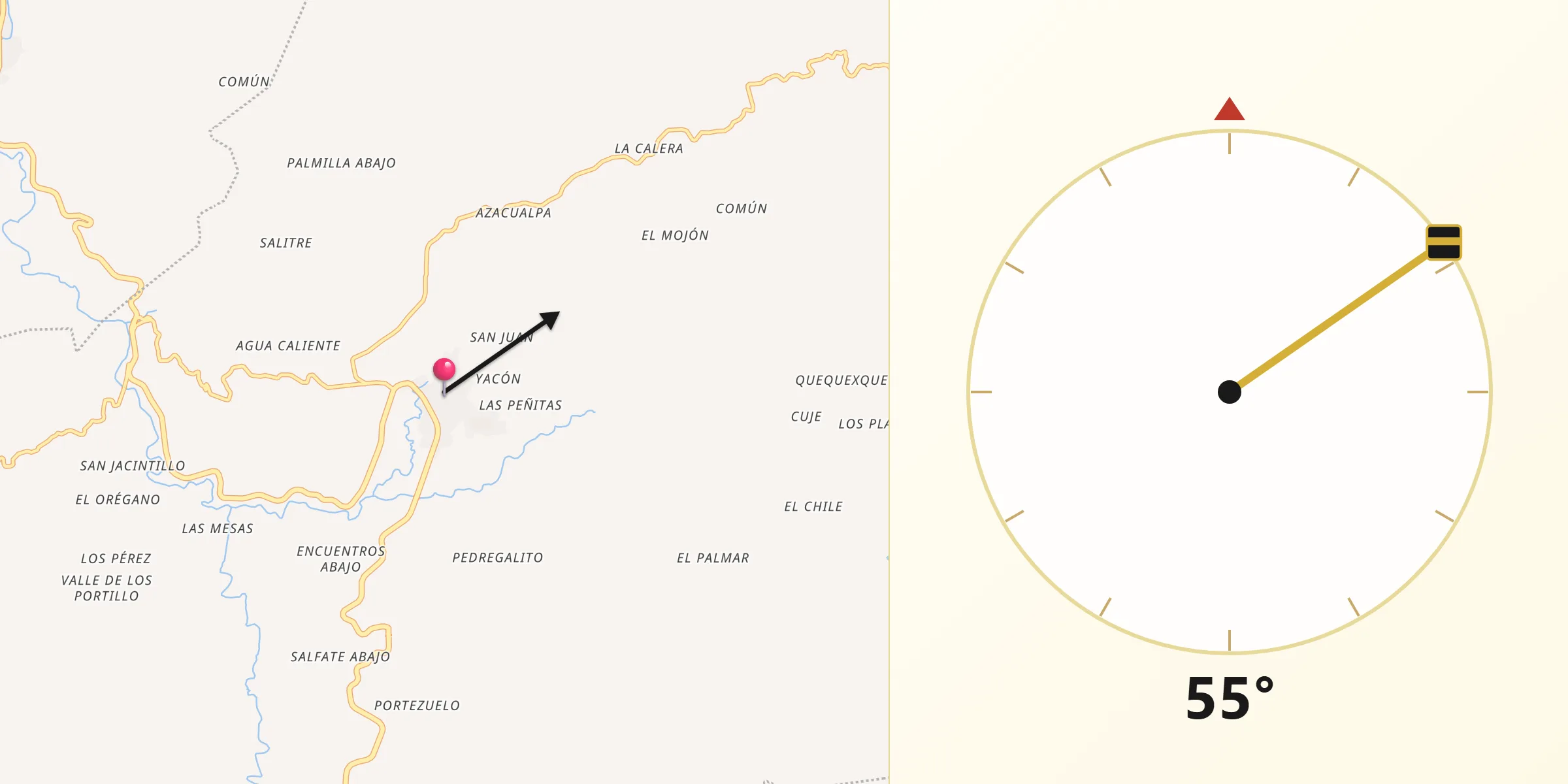 Dirección de la Qibla desde Quezaltepeque