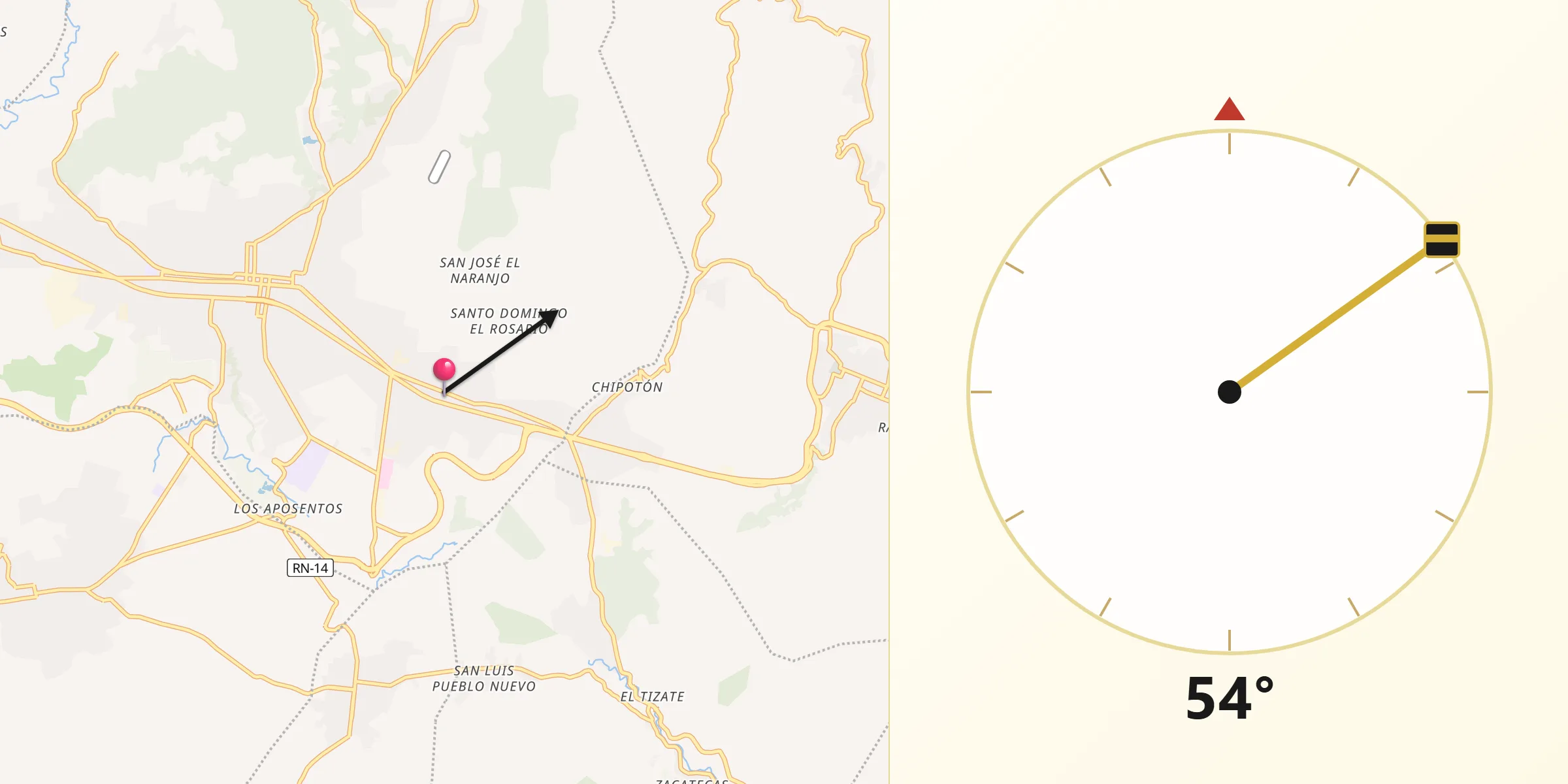 Dirección de la Qibla desde El Tejar