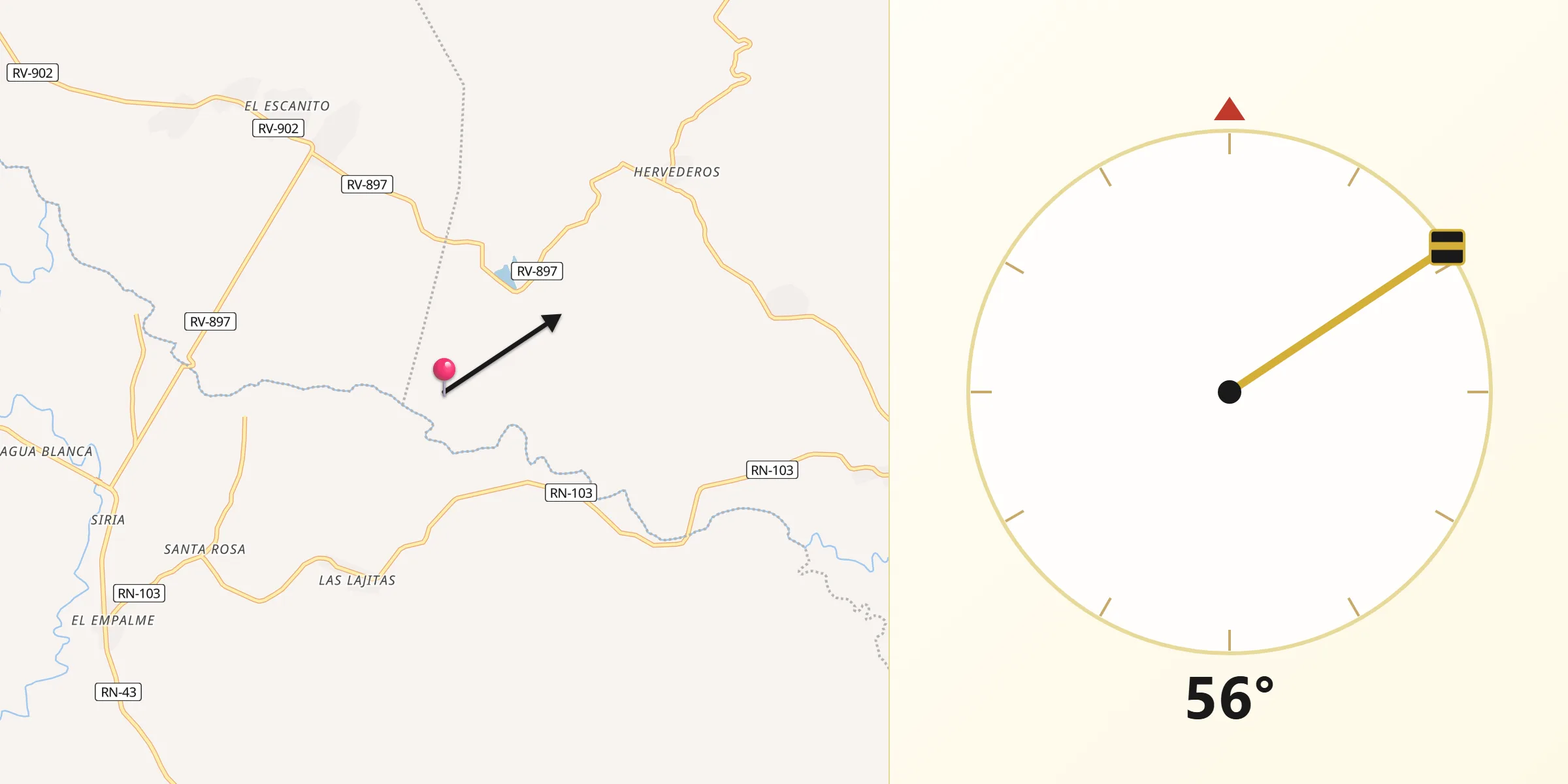 Dirección de la Qibla desde El Escanito