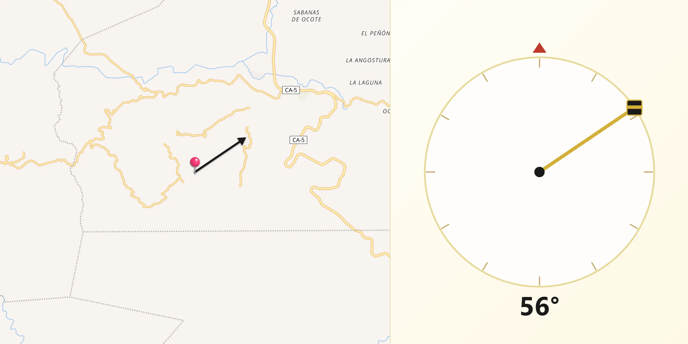 Dirección de la Qibla desde Taulabé