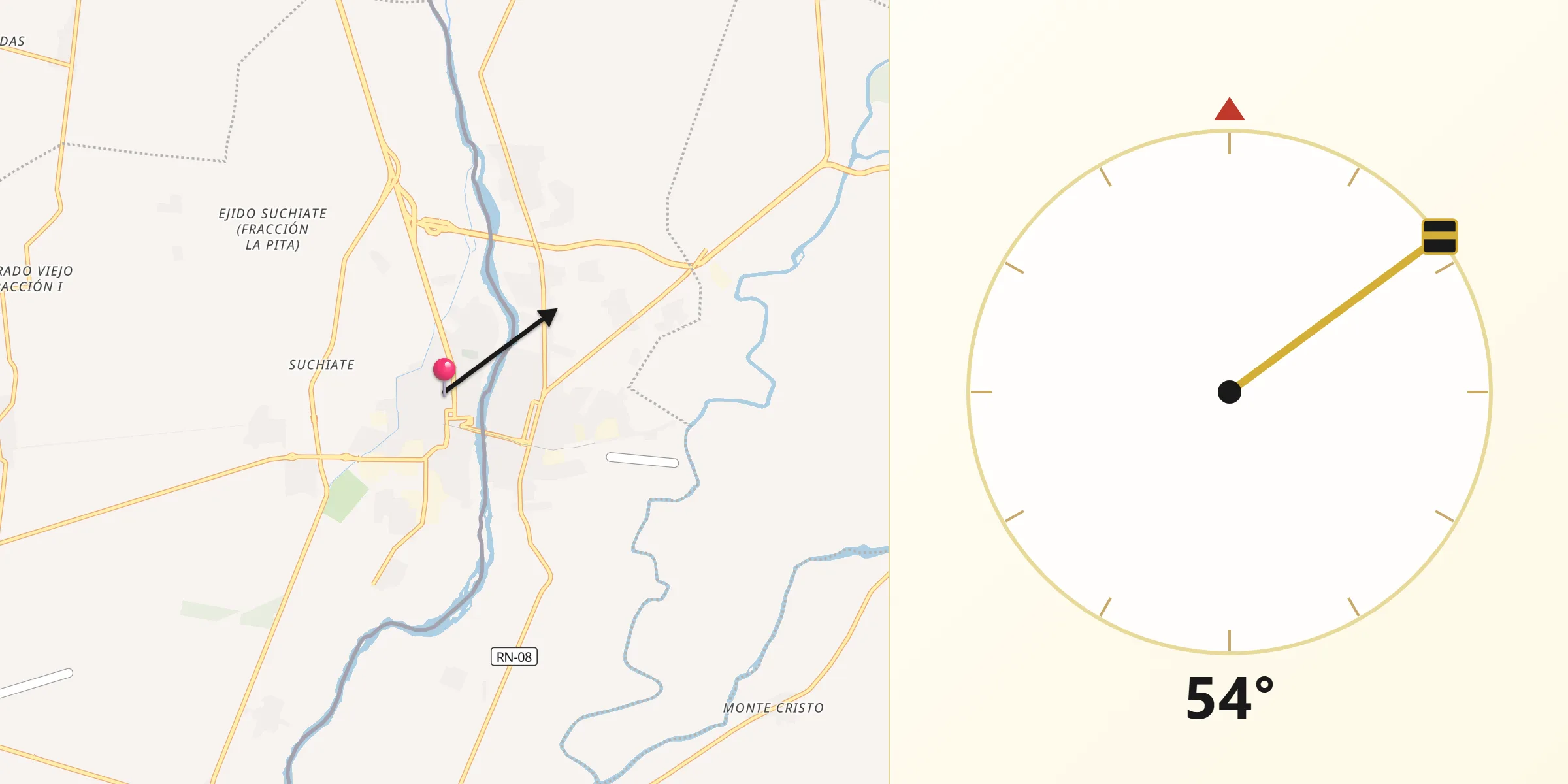Dirección de la Qibla desde Ciudad Hidalgo