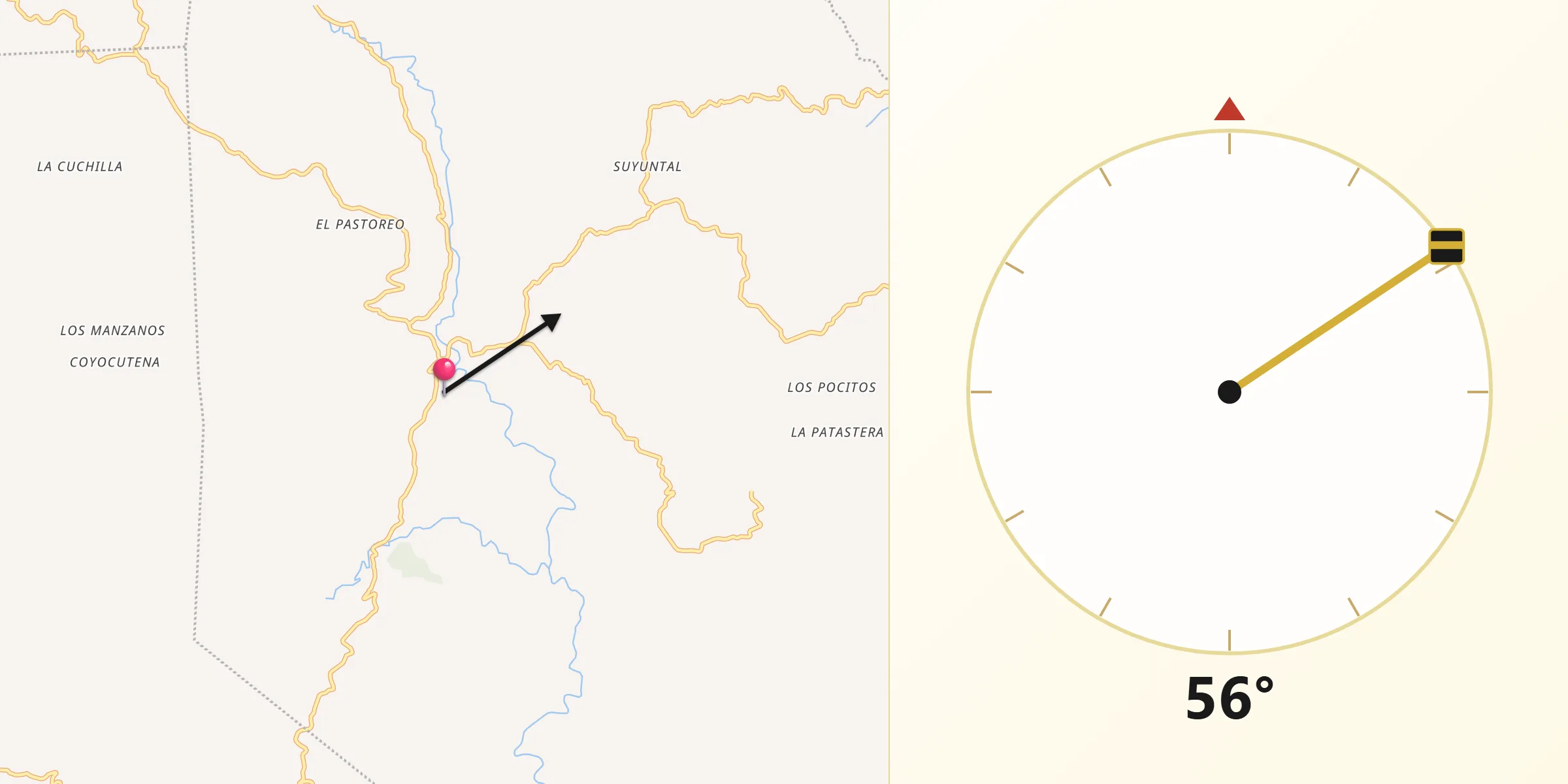 Dirección de la Qibla desde El Rancho