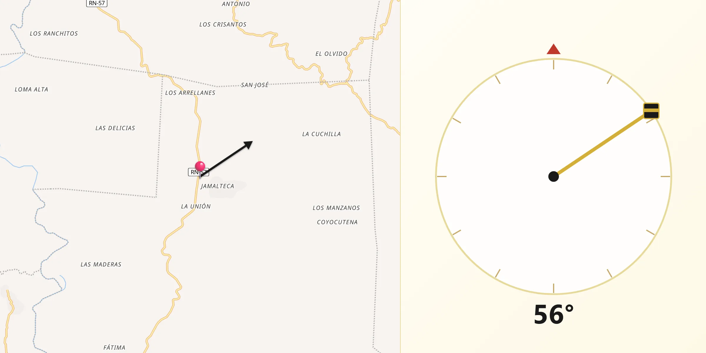 Dirección de la Qibla desde Jamalteca