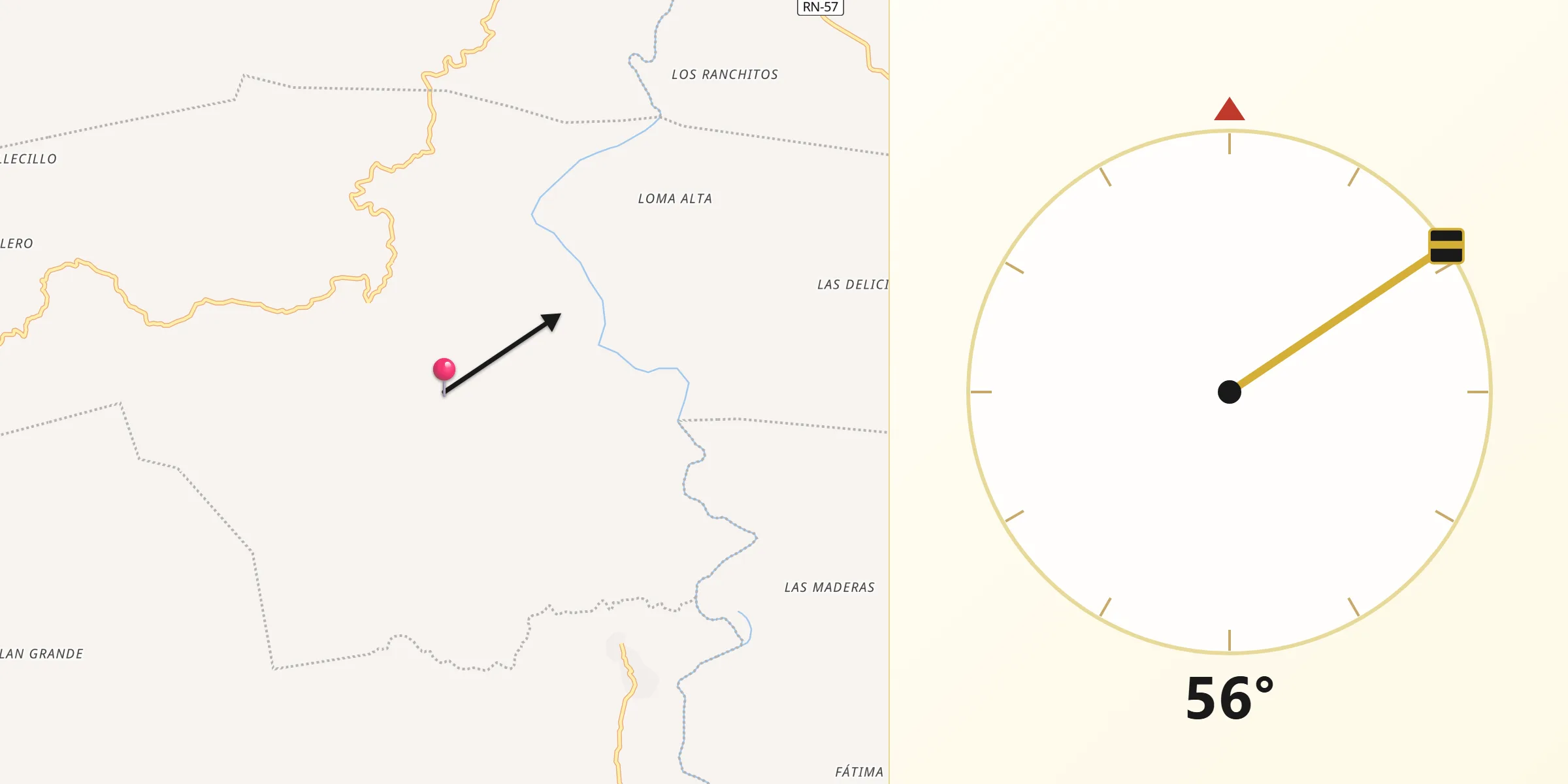 Dirección de la Qibla desde La Trinidad