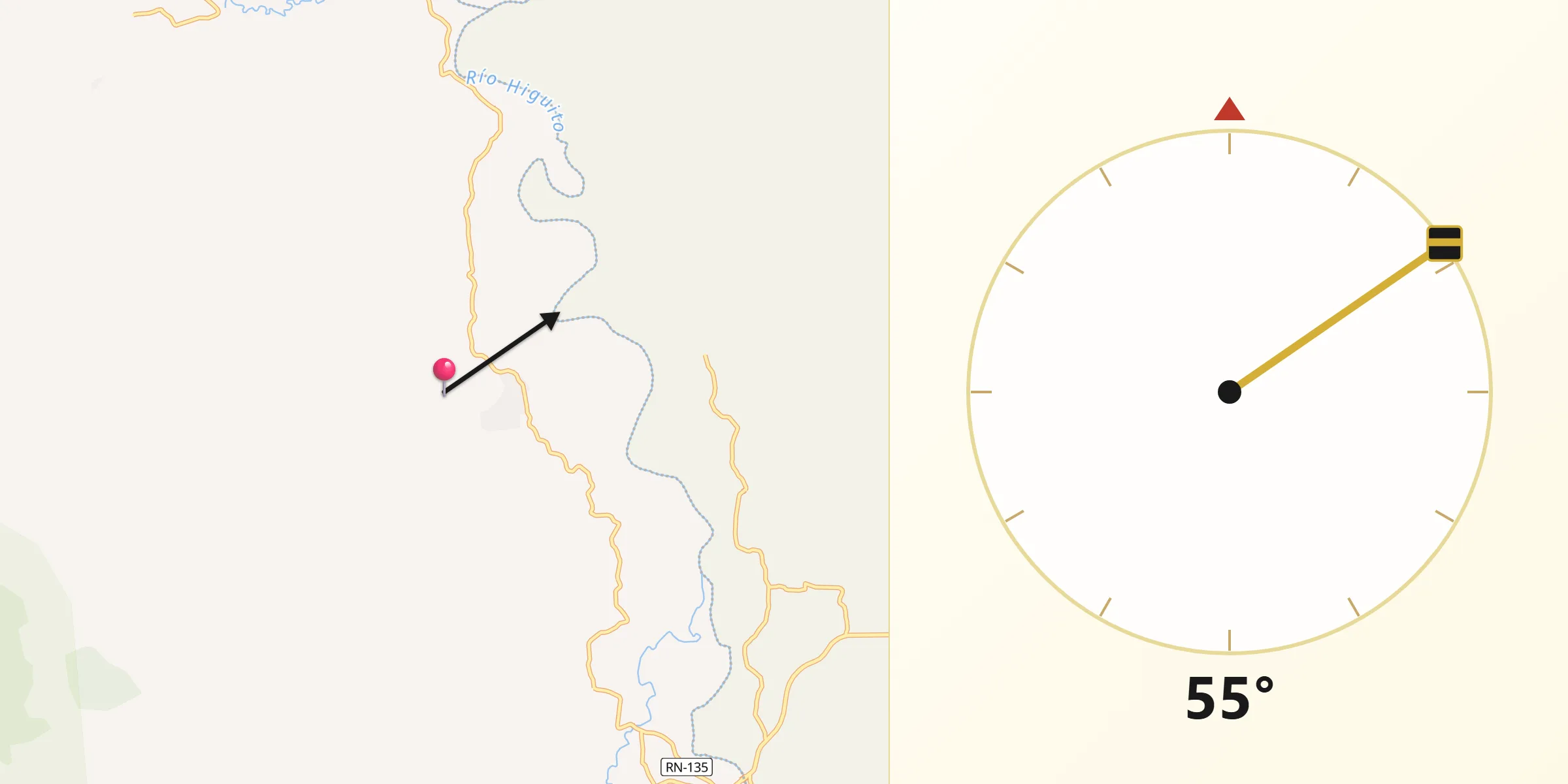Dirección de la Qibla desde El Corpus