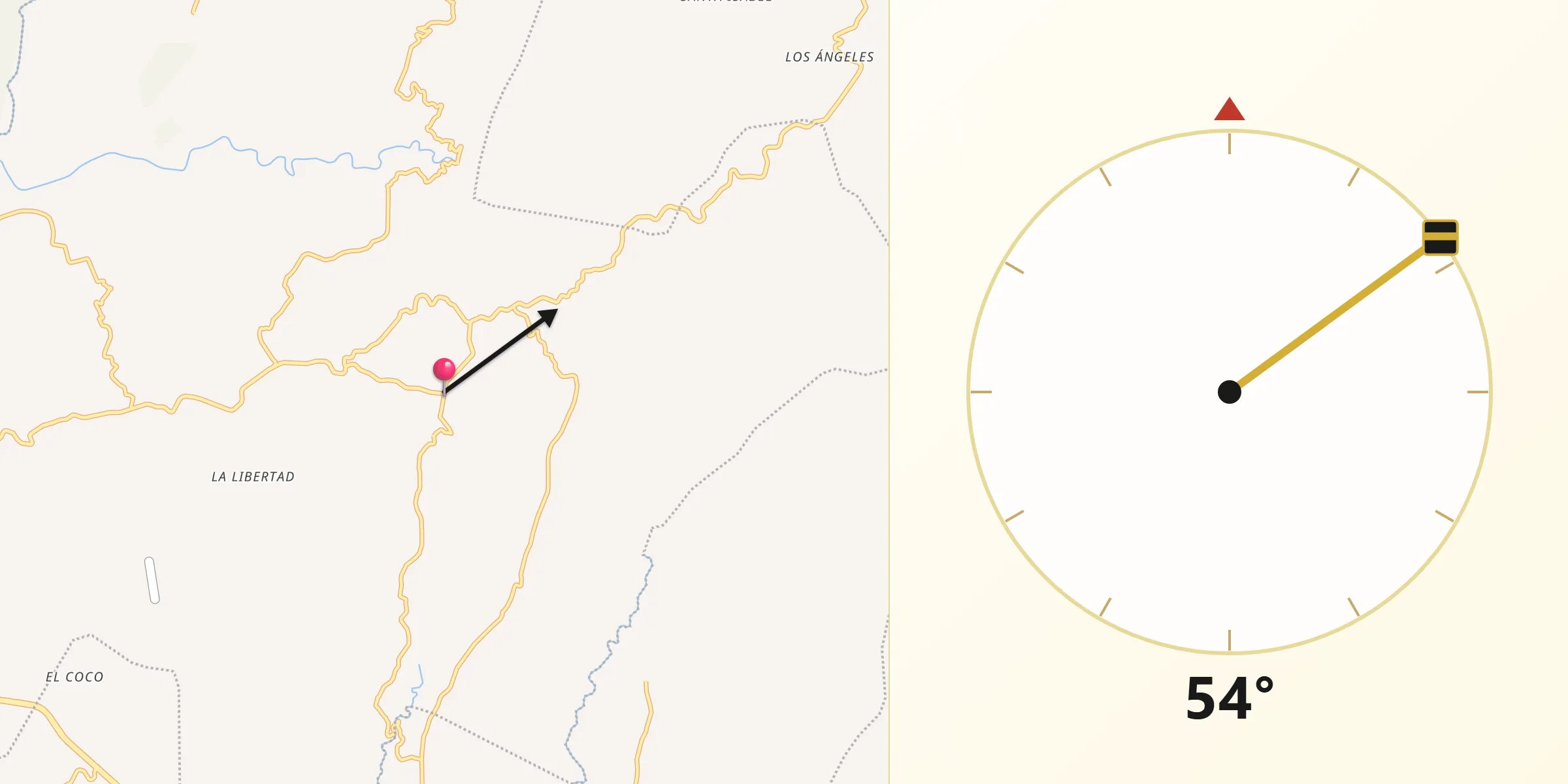 Dirección de la Qibla desde Colomba