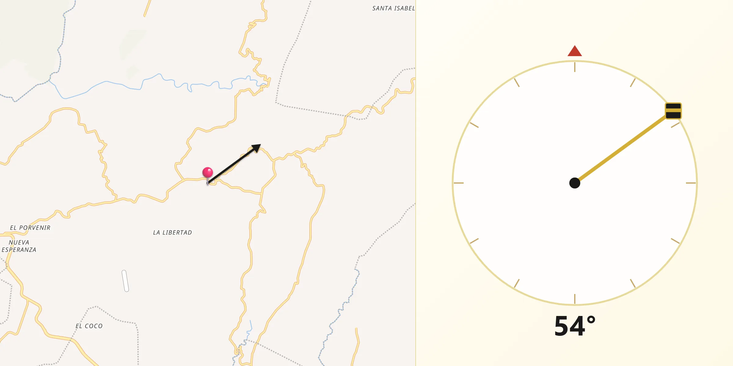 Dirección de la Qibla desde Municipio de Colomba