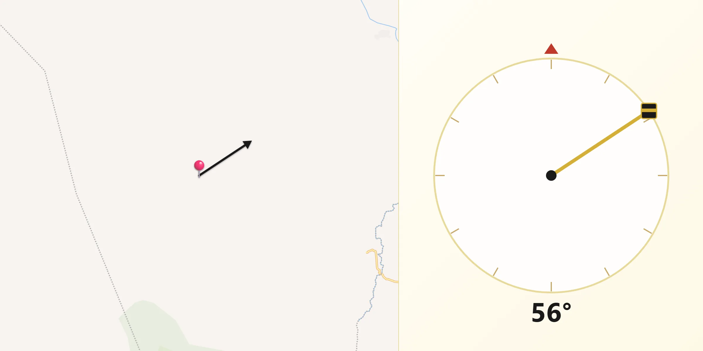 Dirección de la Qibla desde Guayape