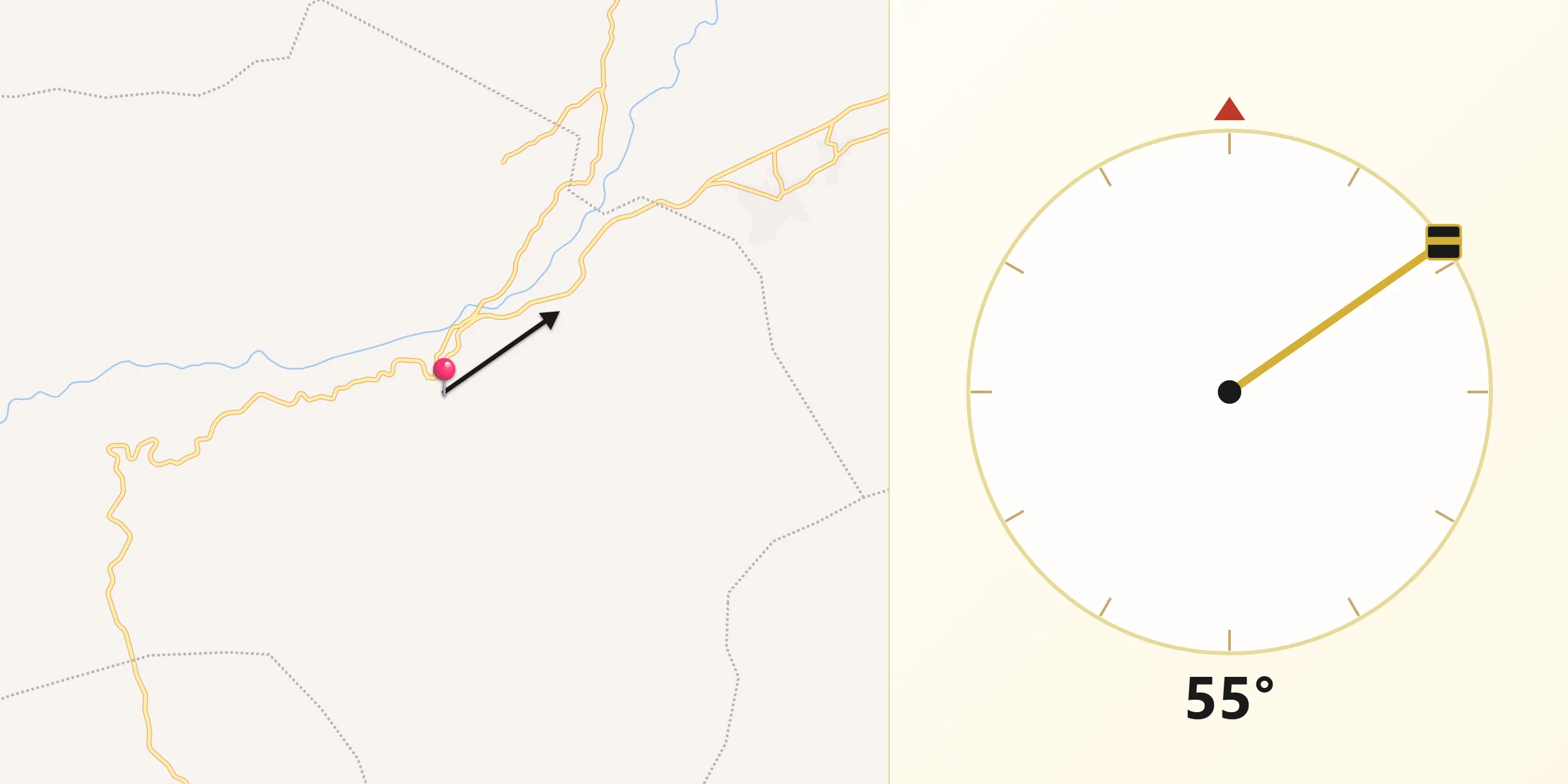 Dirección de la Qibla desde San José La Arada