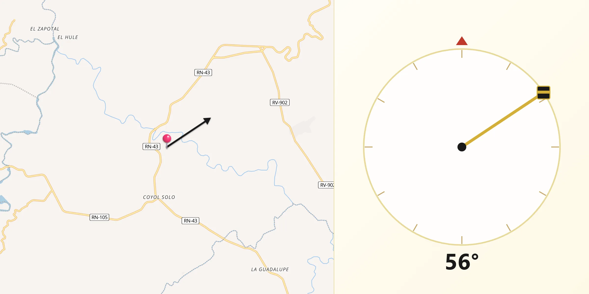Dirección de la Qibla desde El Porvenir