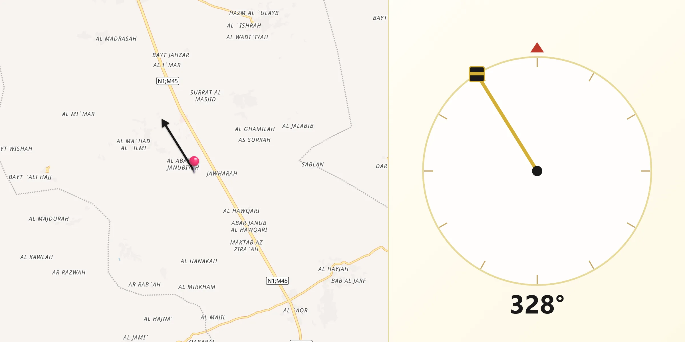 اتجاه القبلة من جهران