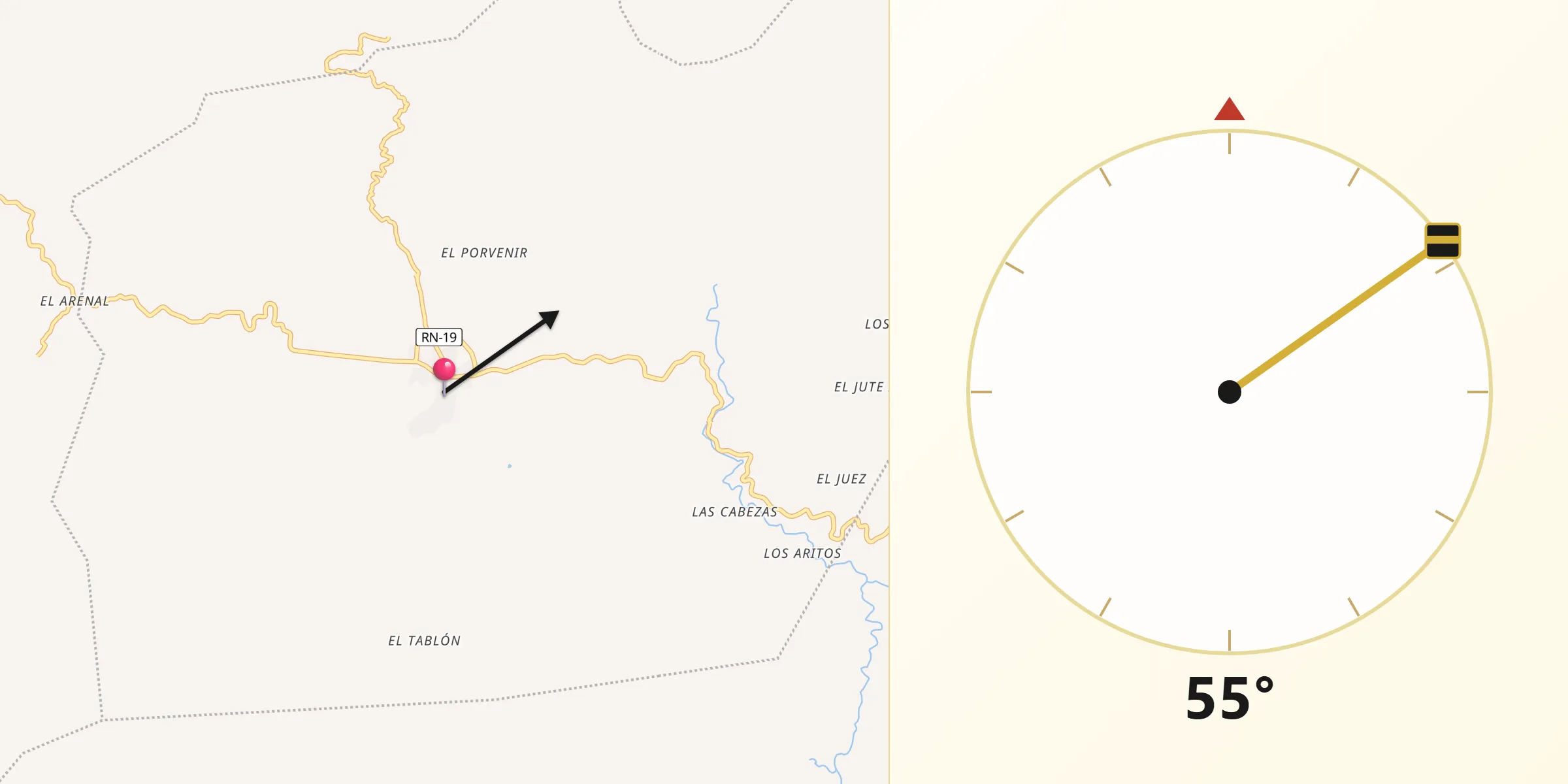 Dirección de la Qibla desde Sansare