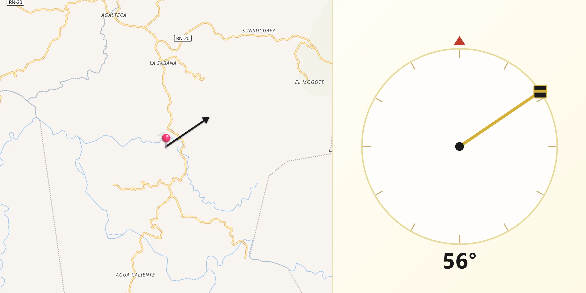Dirección de la Qibla desde San Pedro Zacapa