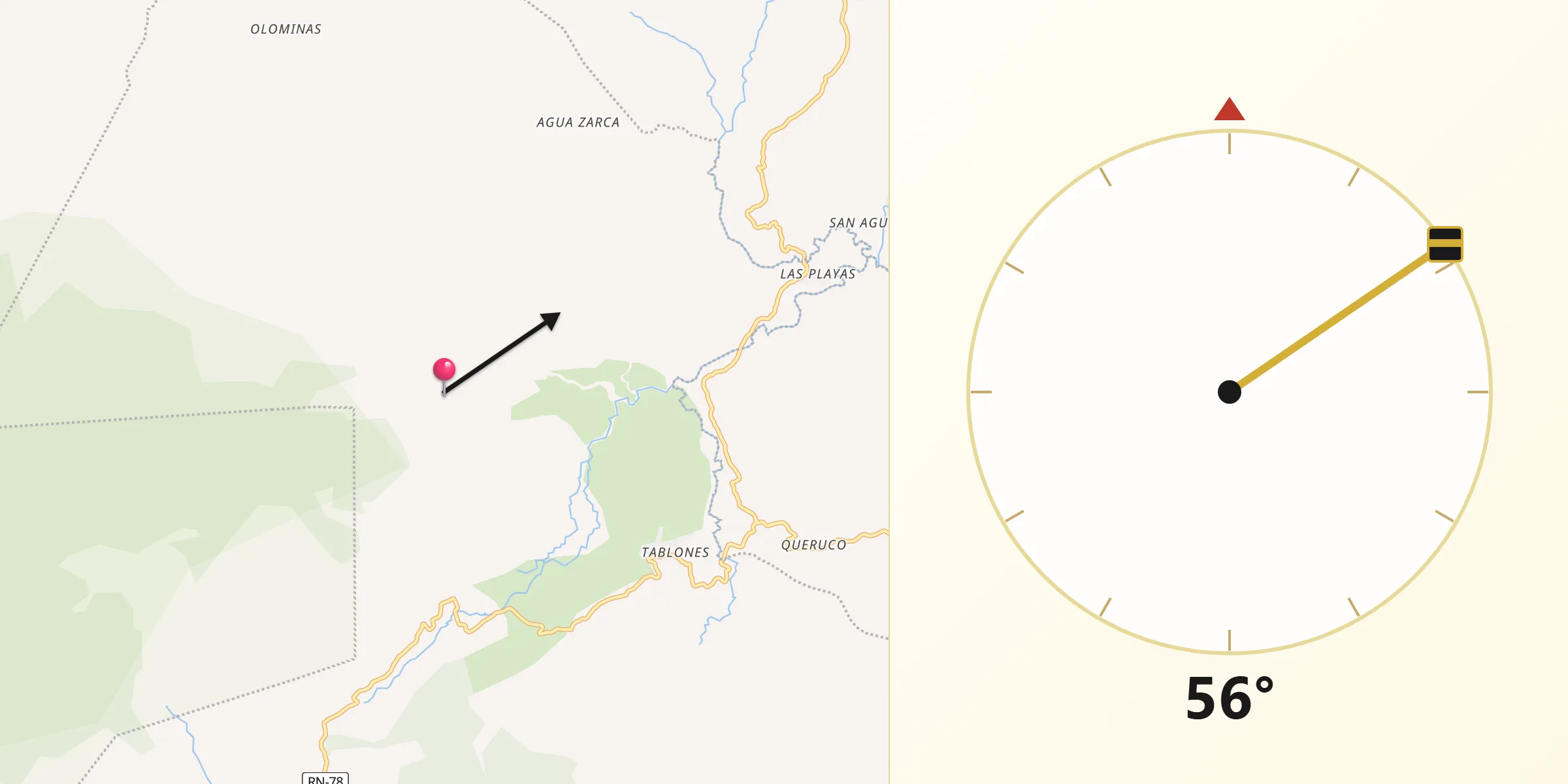 Dirección de la Qibla desde Taragual