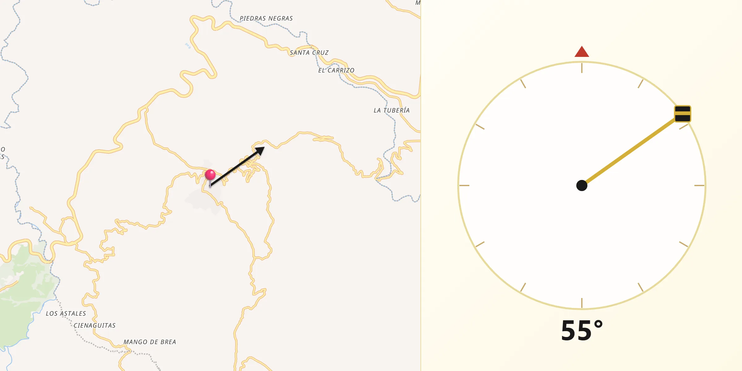 Dirección de la Qibla desde San Antonio La Paz