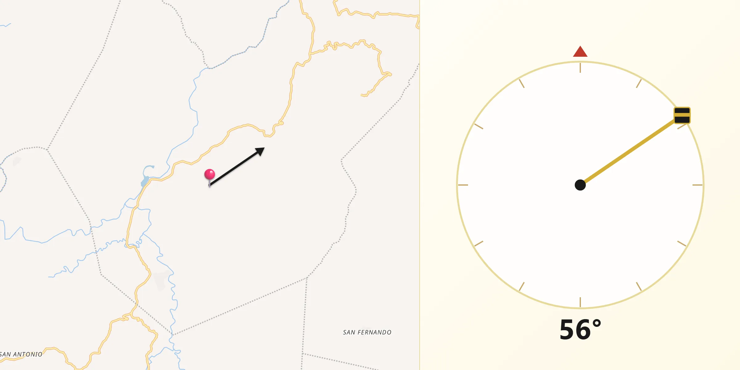 Dirección de la Qibla desde El Níspero