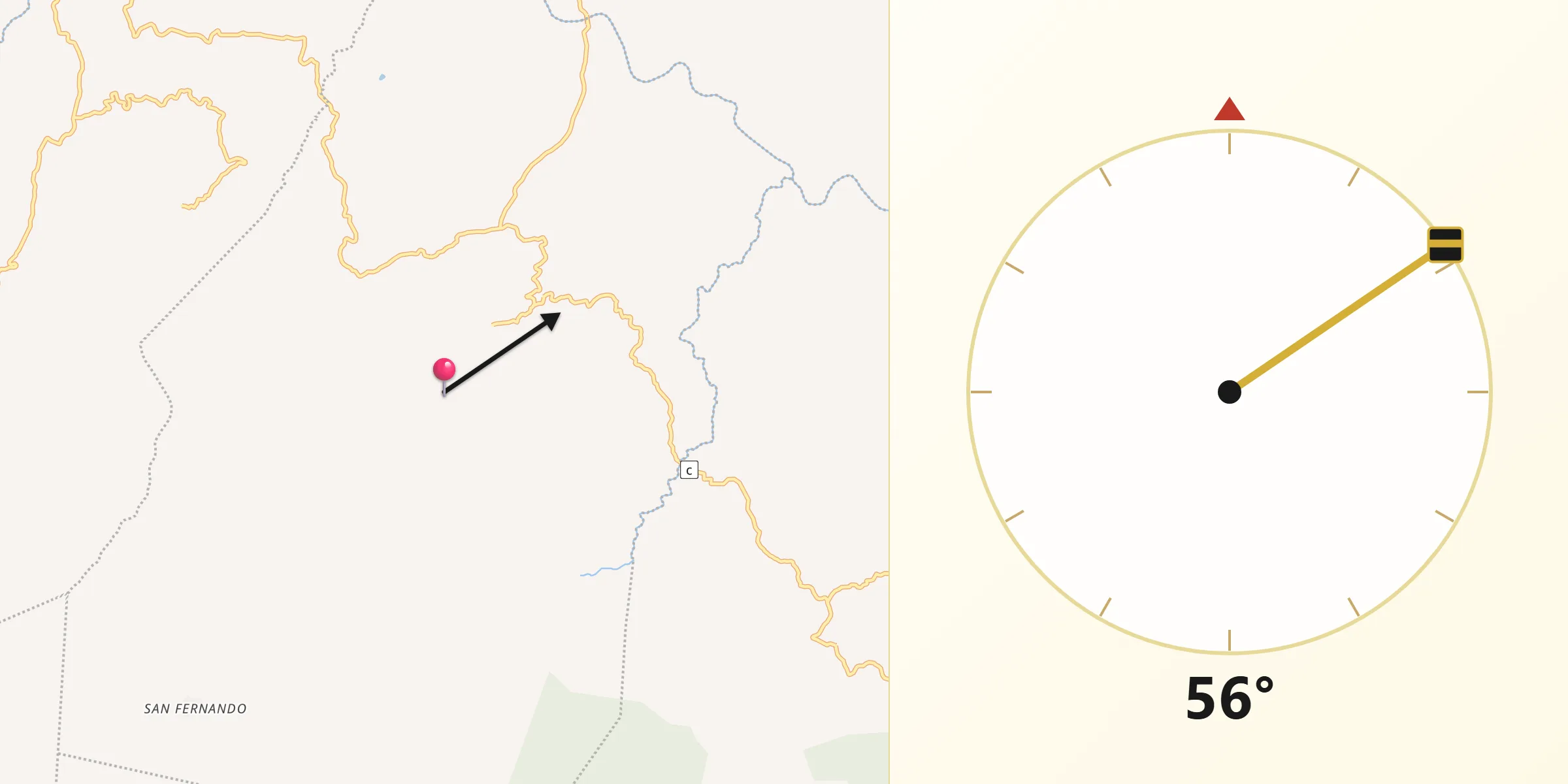 Dirección de la Qibla desde Santa Rita