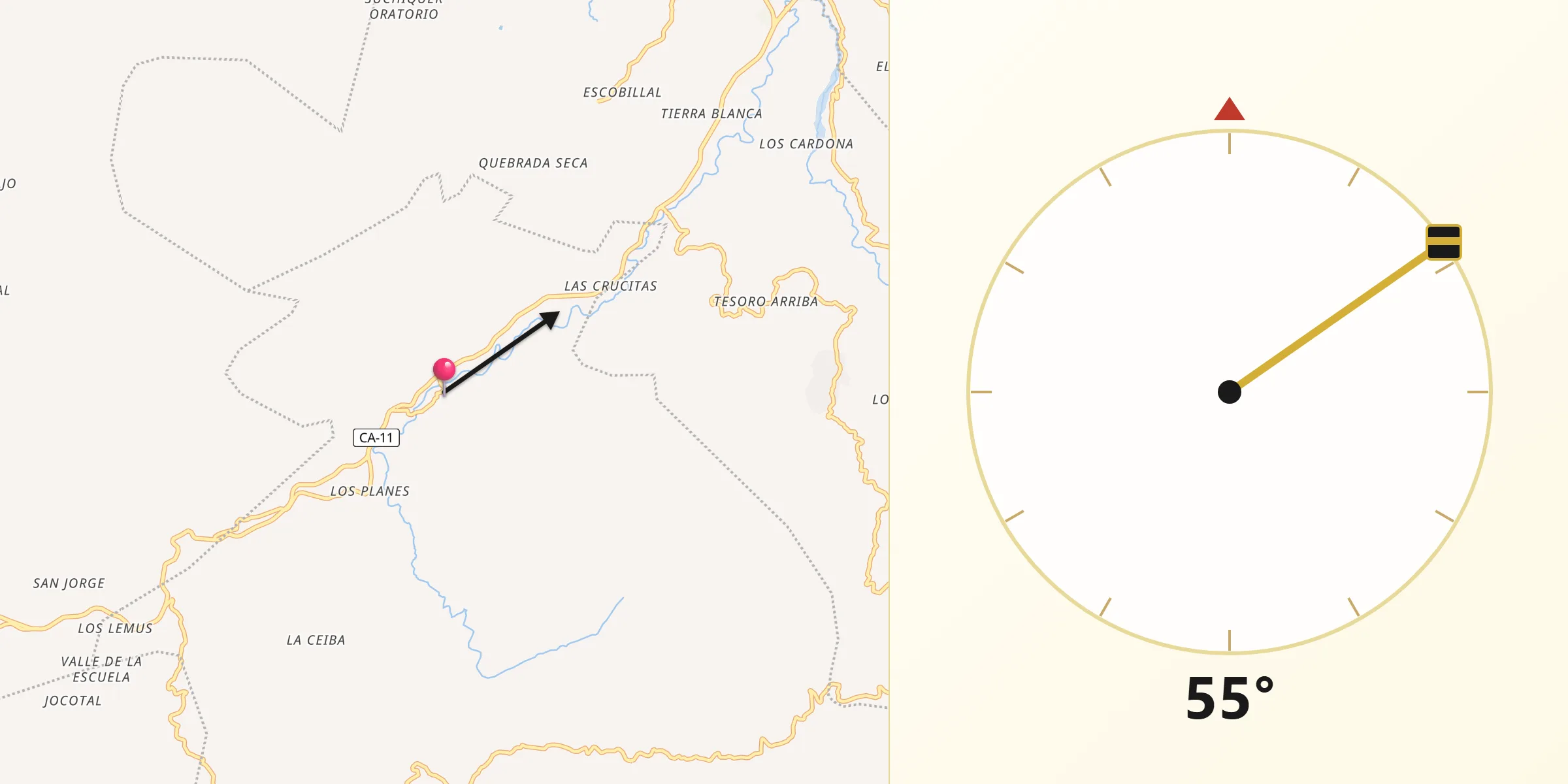 Dirección de la Qibla desde San Juan Ermita