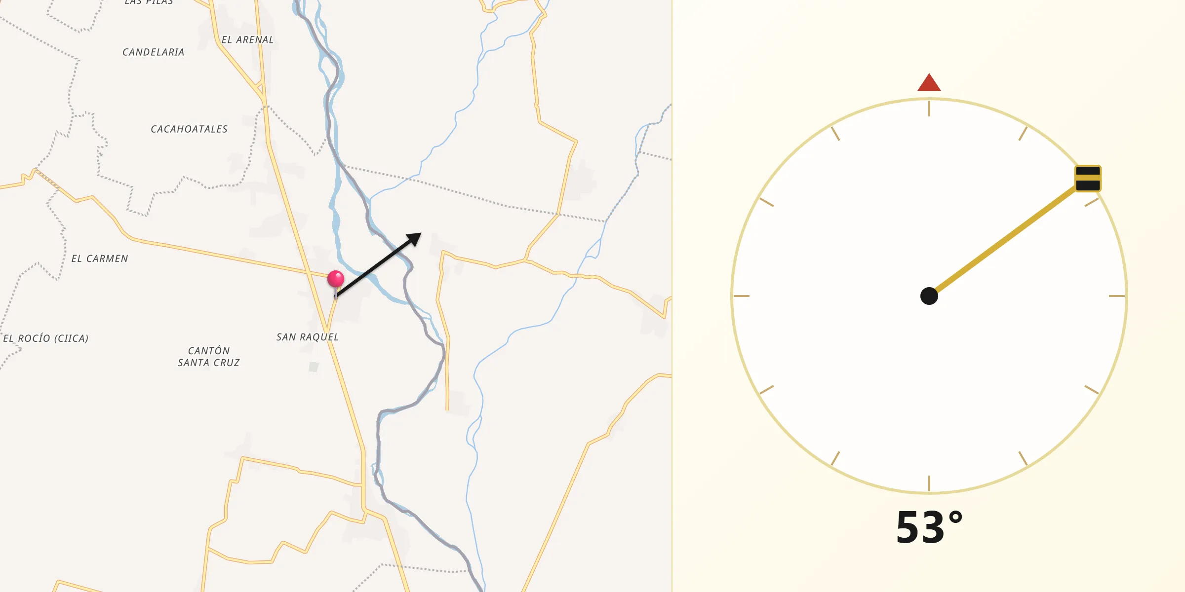Dirección de la Qibla desde Frontera Hidalgo