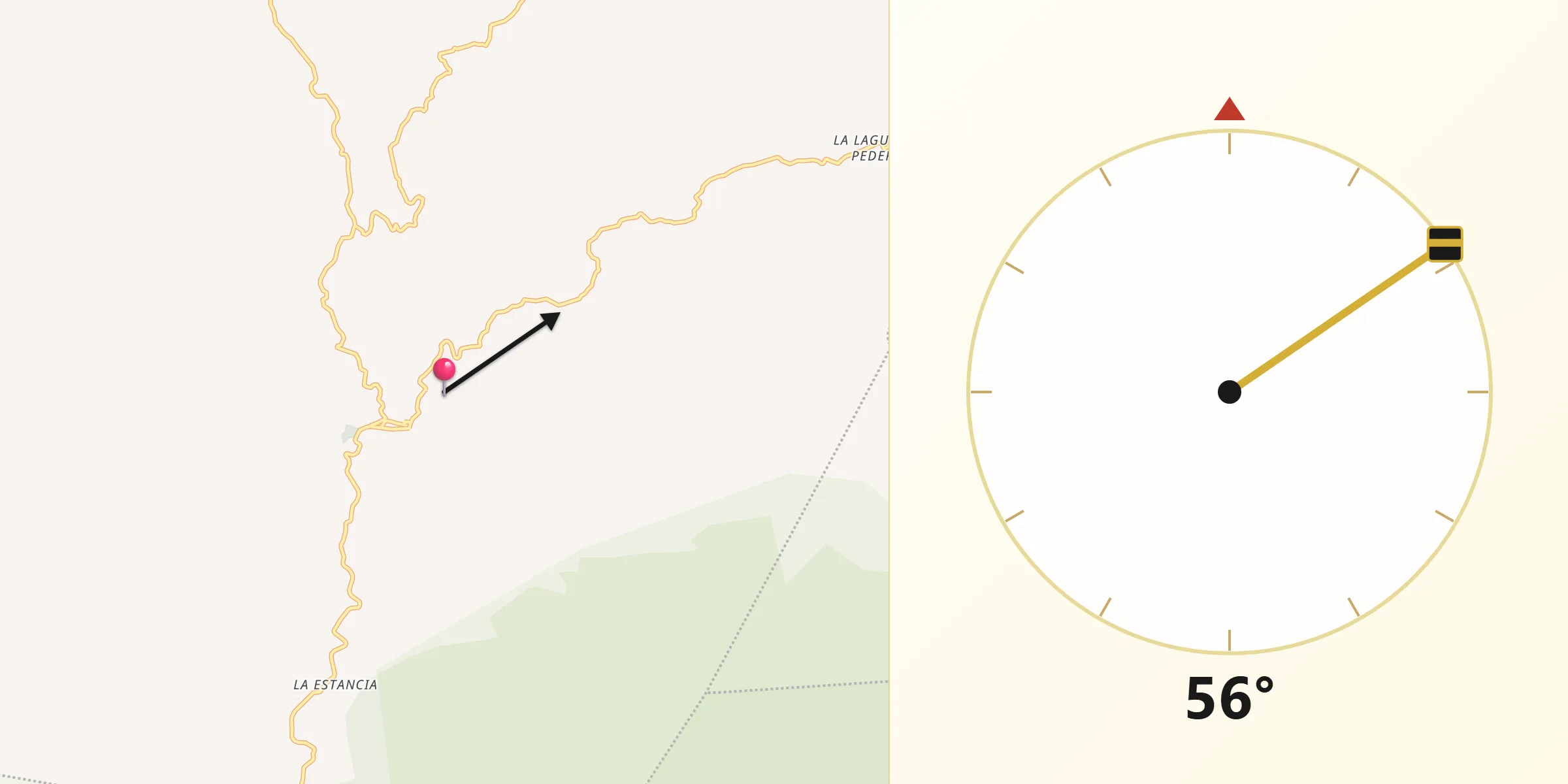 Dirección de la Qibla desde Lepaera