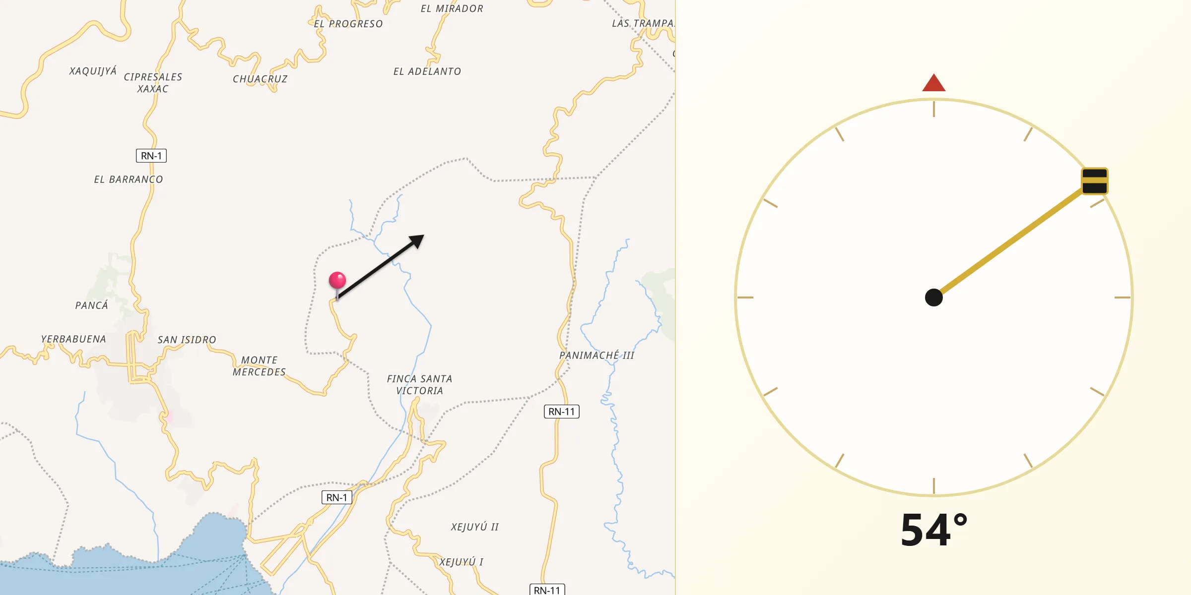 Dirección de la Qibla desde Concepción