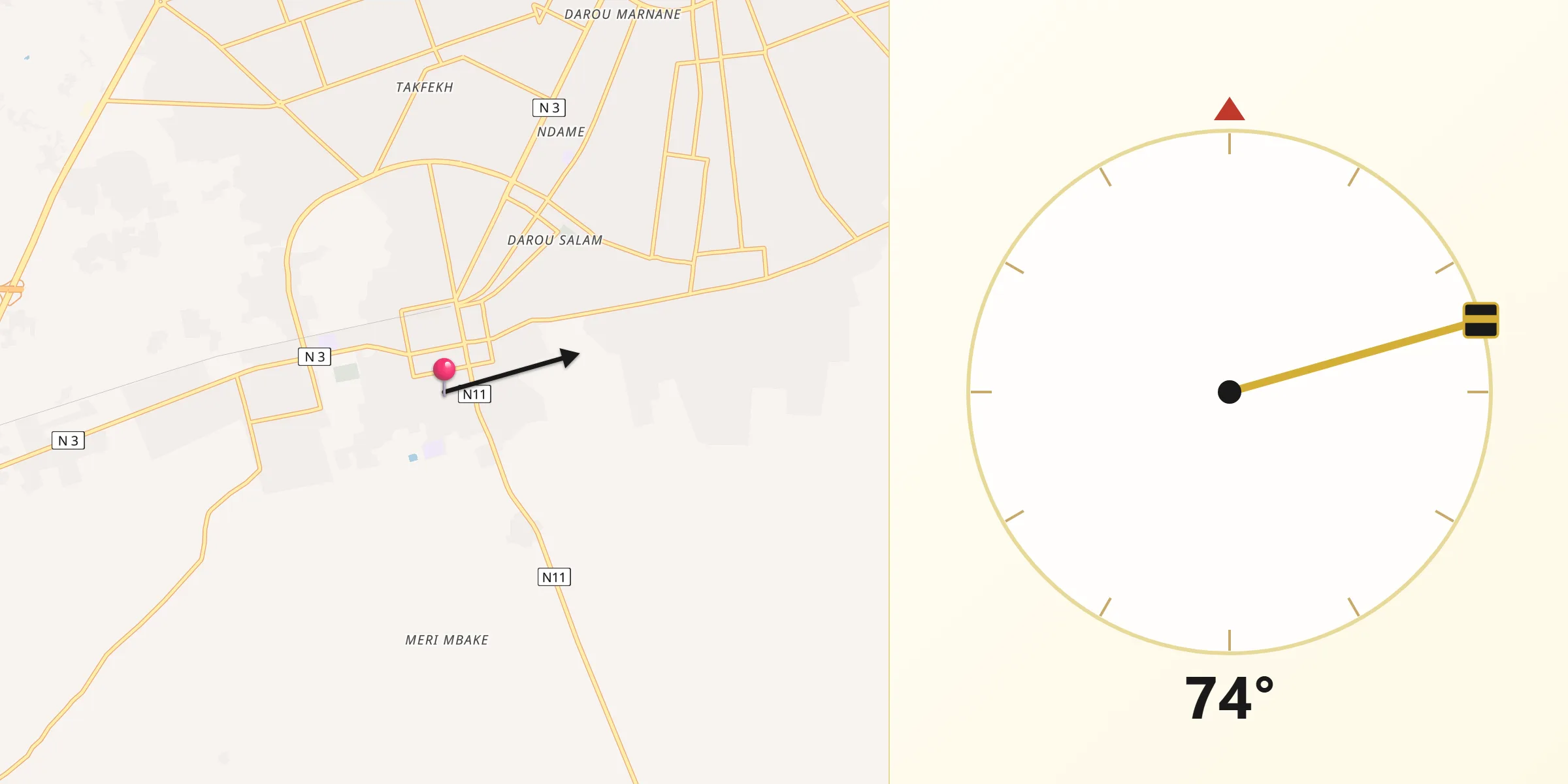 اتجاه القبلة من مباكي