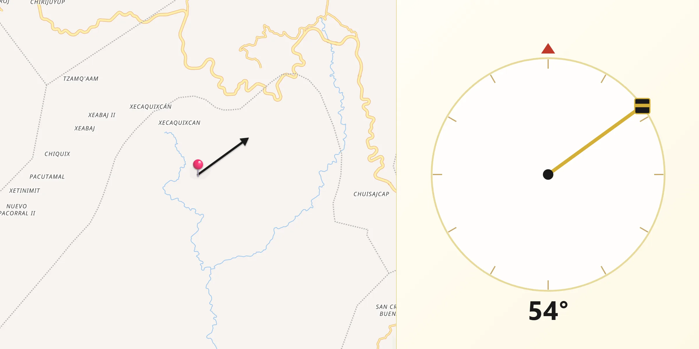 Dirección de la Qibla desde Santa Catarina Ixtahuacán