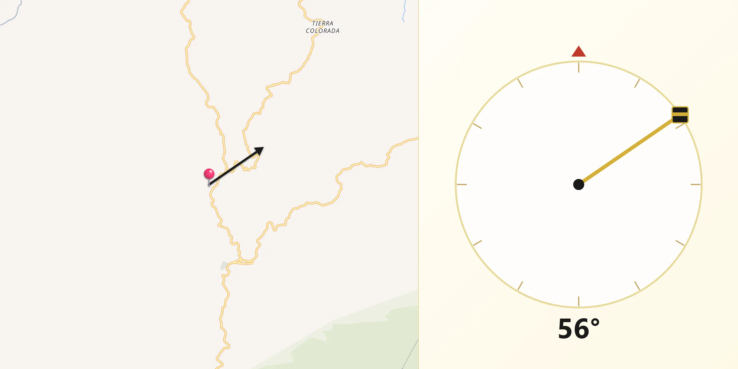 Dirección de la Qibla desde Las Tejeras