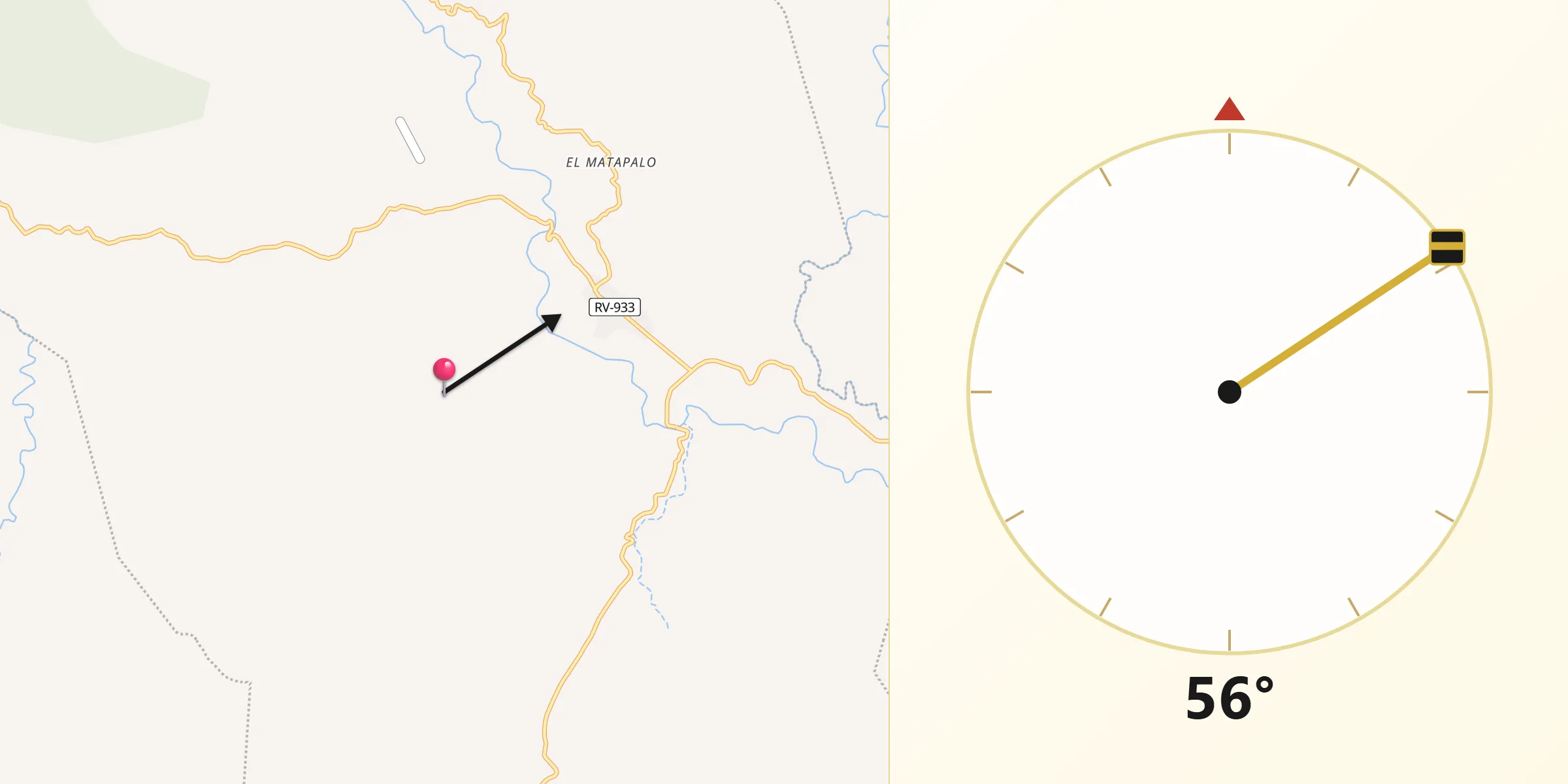 Dirección de la Qibla desde Orica