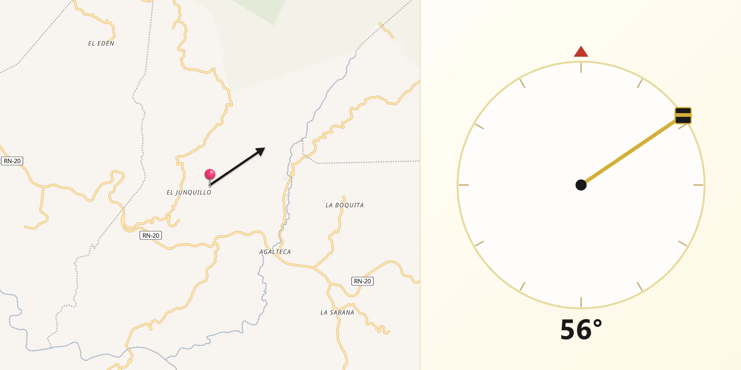 Dirección de la Qibla desde Concepción del Sur